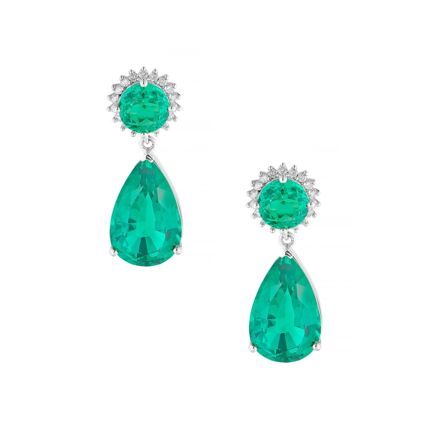 14K White/Yellow Gold Lab Grown Emerald Diamond Earring MZ2476, Colour: 14KWhite-5.19g-9.218ct-LG