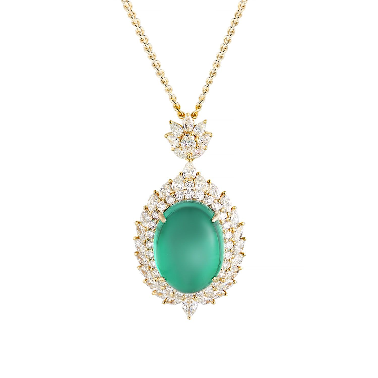 14K Yellow Gold Lab Grown Emerald Diamond Necklace MZ2480, Colour: 14KY-20.48G-22.186CT