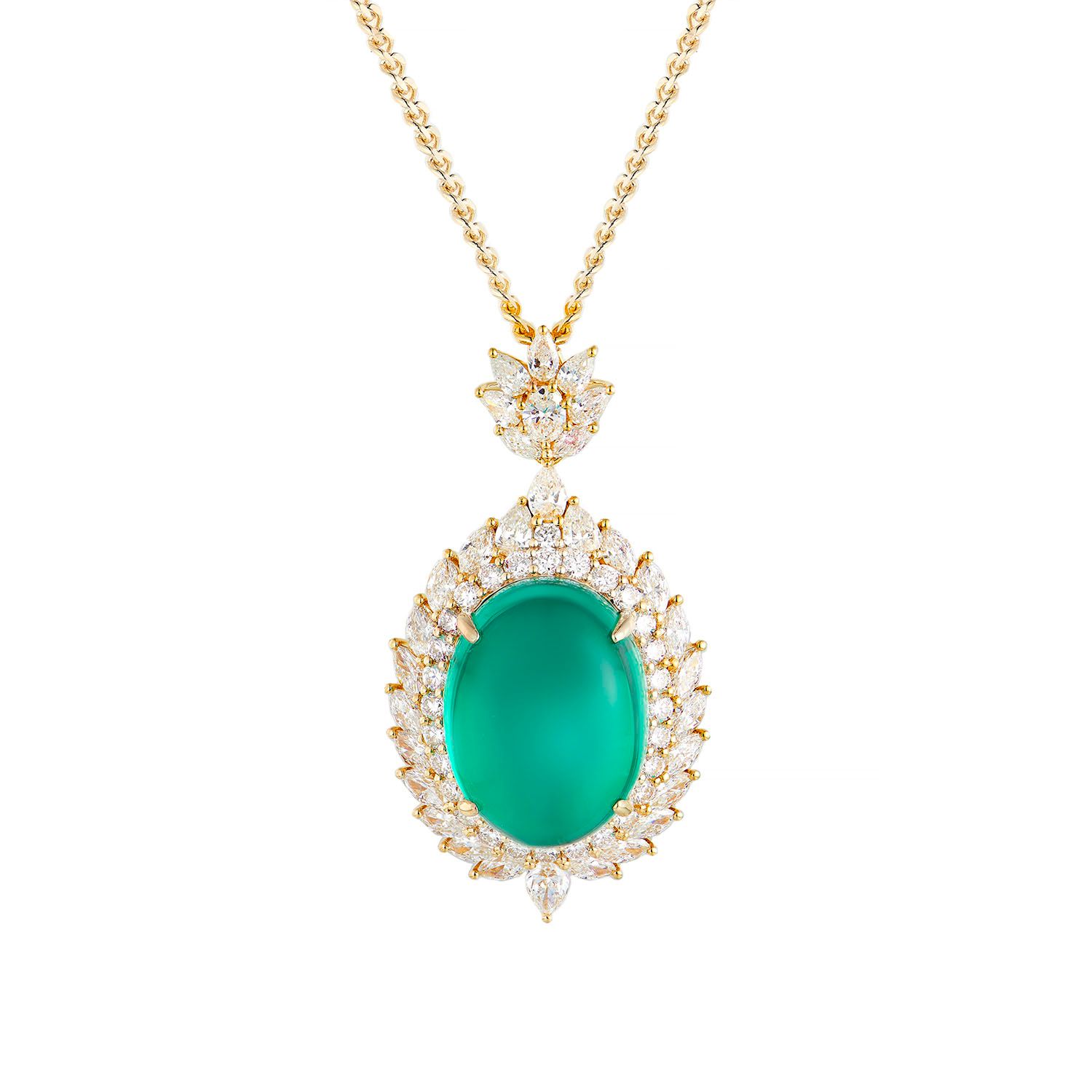 14K Yellow Gold Lab Grown Emerald Diamond Necklace MZ2480, Colour: 14KY-20.48G-22.186CT