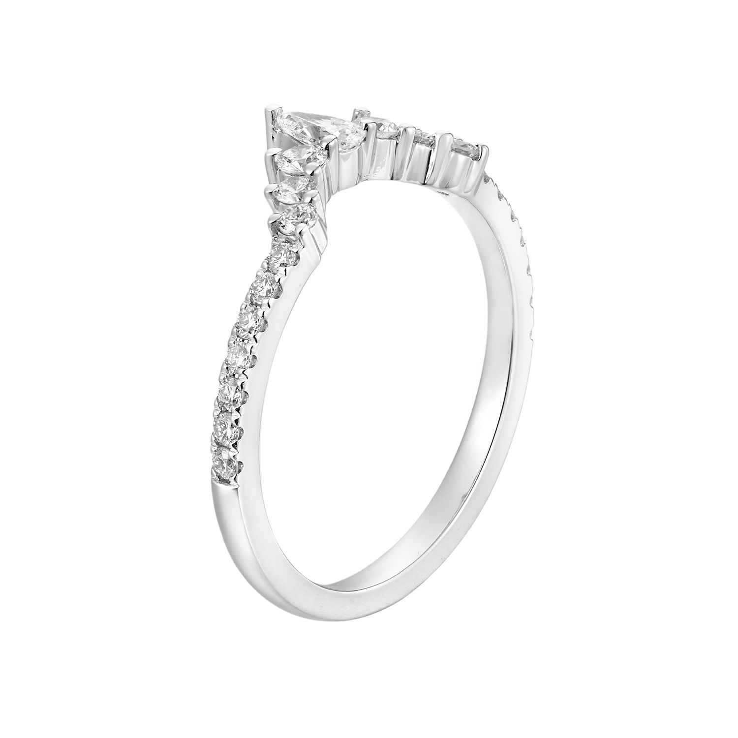 14K Yellow/White Gold Anniversary Lab Grown Diamond Curved Band MZ6464, Colour: 14KW-1.48g-0.3ct-LG