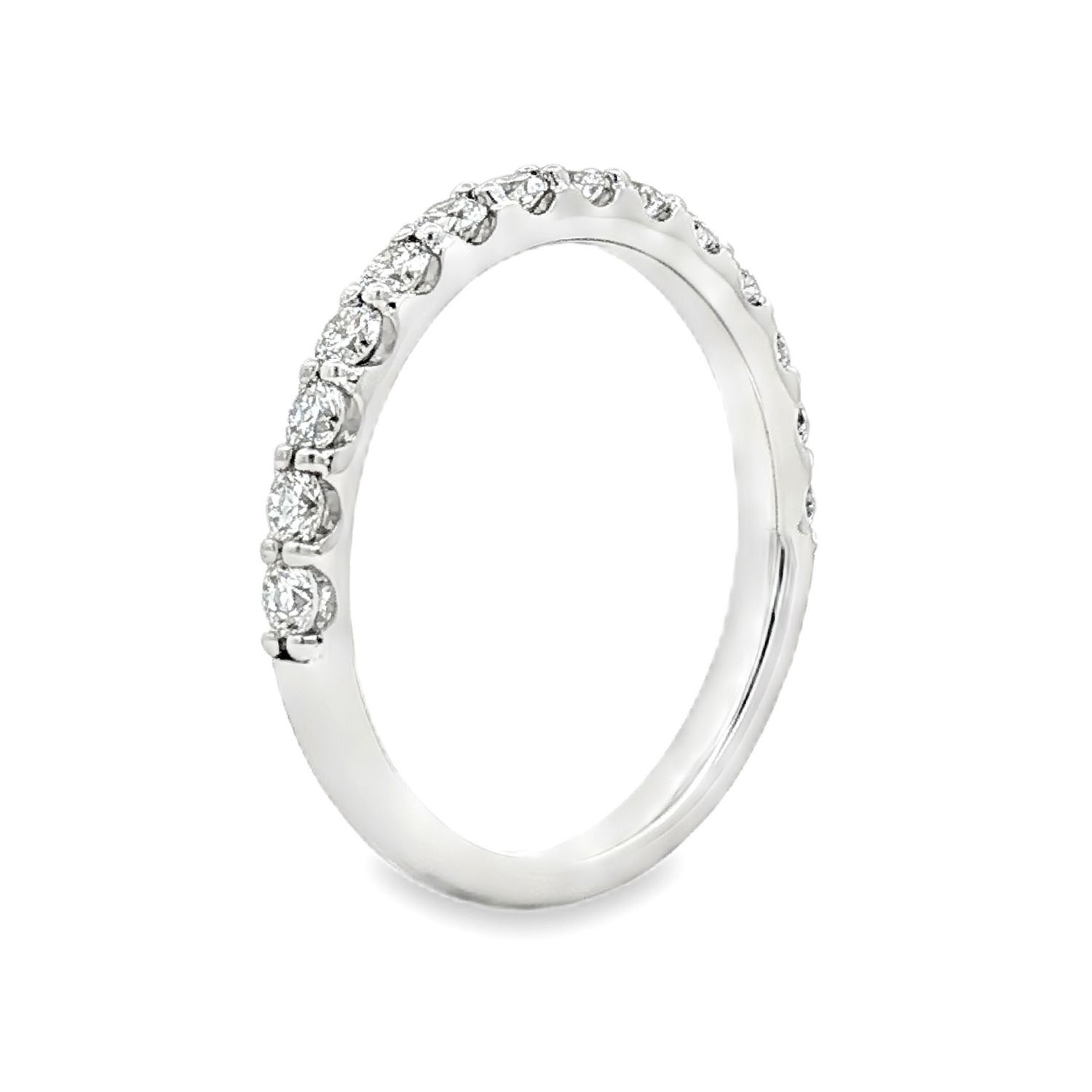 14K White Gold Natural Diamond Wedding Band MZ6250-match-6.5#, Colour: 14KW-2.55g-0.555ct-ND