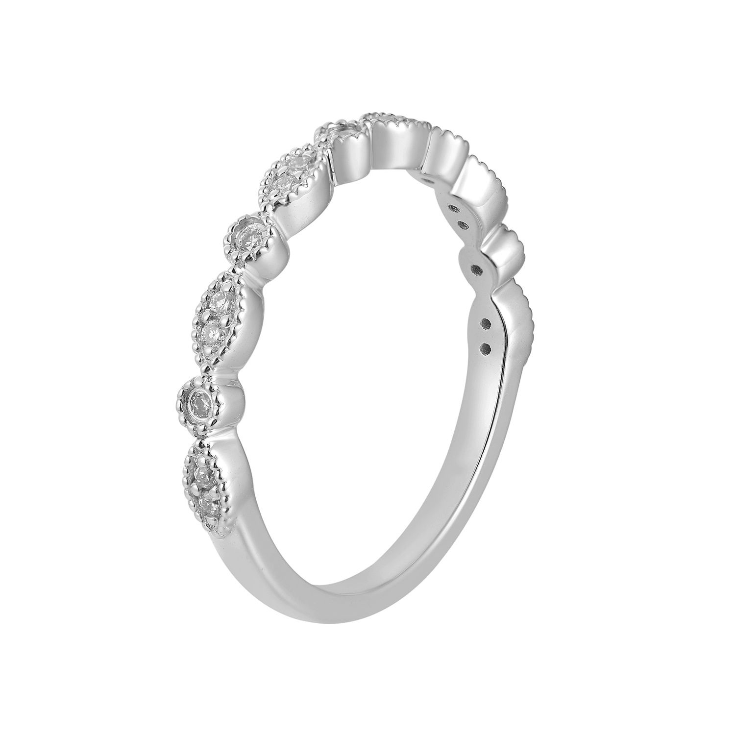 14K White/Yellow Gold Natural Diamond Wedding Band MZ72076(REHF9299), Colour: 14KW-1.94g-0.08ct-ND