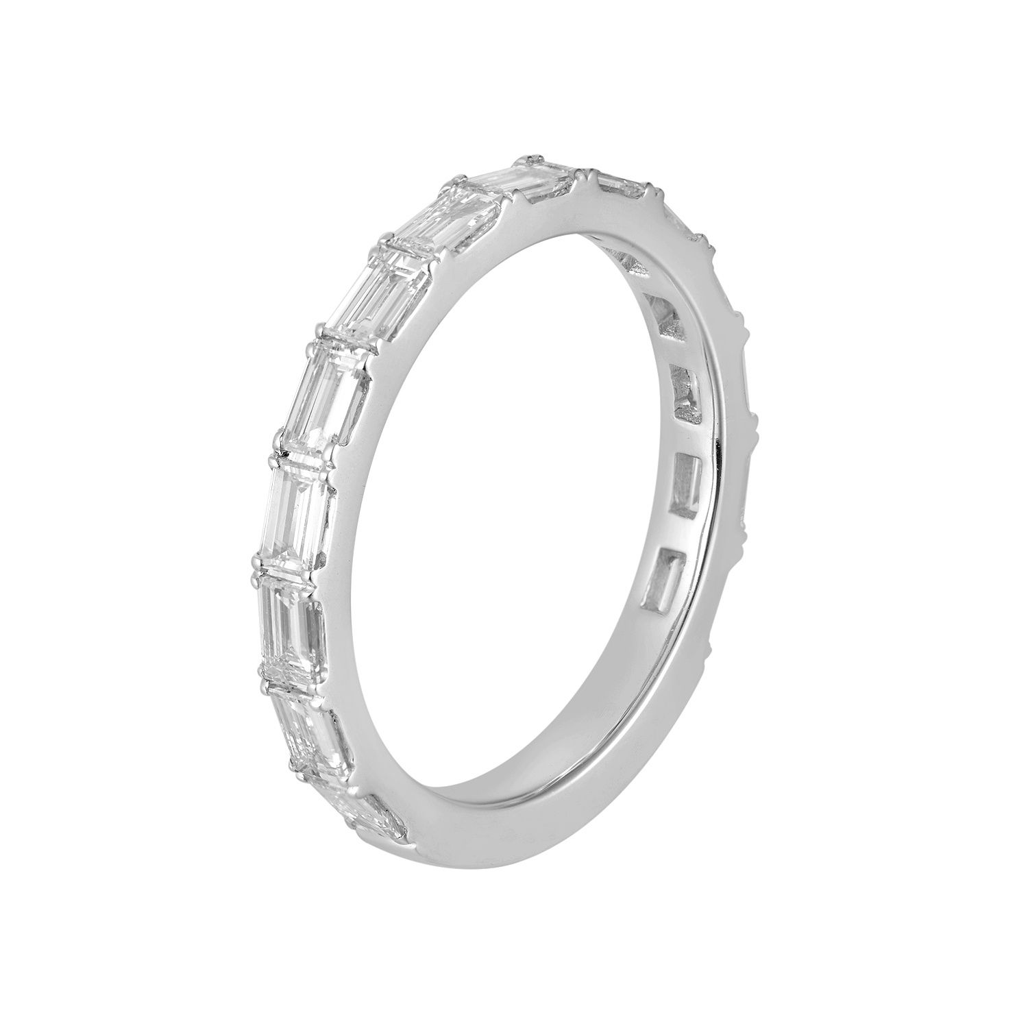 14K White Gold Baguette Lab Grown Diamond Wedding Band MZ72118, Colour: 14KW-2.34g-1.001ct-LG