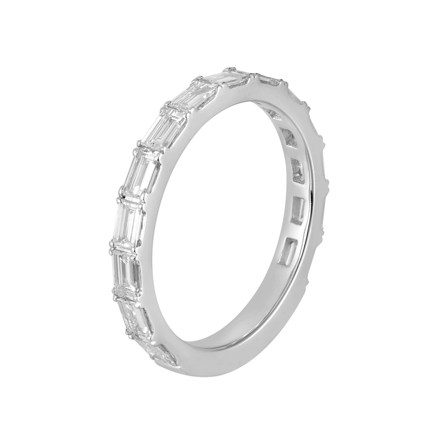 14K White Gold Baguette Lab Grown Diamond Wedding Band MZ72118, Colour: 14KW-2.34g-1.001ct-LG