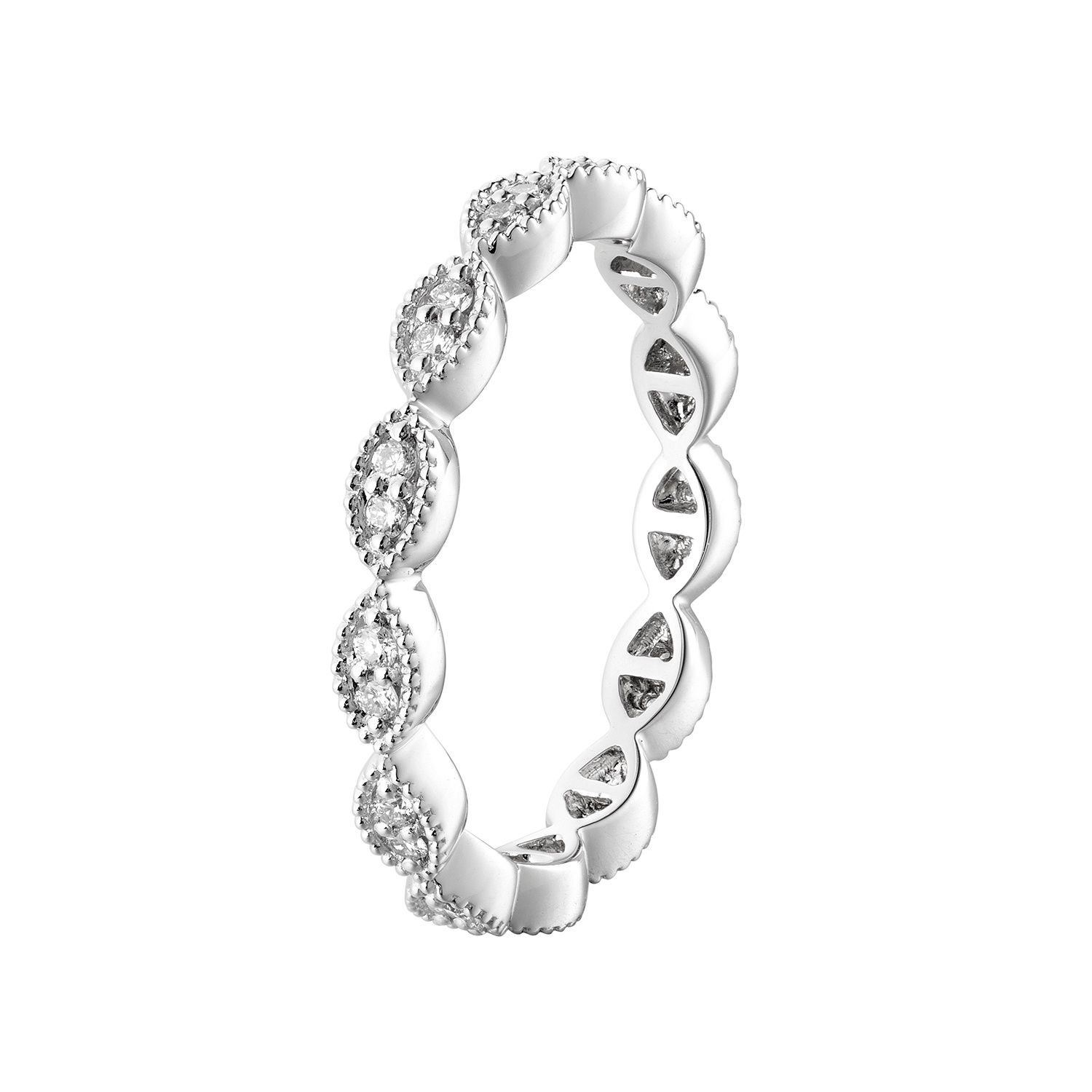 14K White/Yellow Gold Natural Diamond Eternity Band MZ7254, Colour: 14KW-2.5g-0.217ct-ND