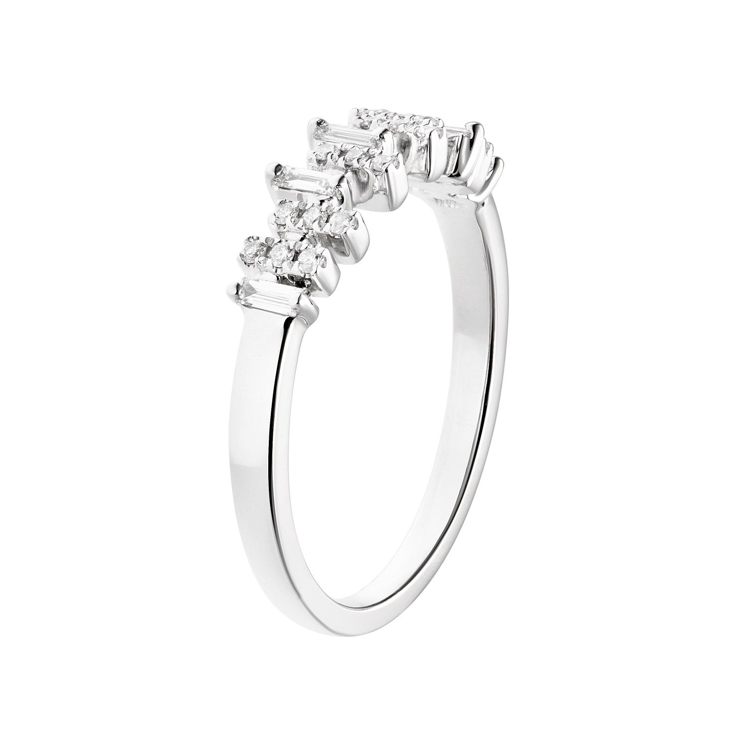14K White/Yellow Gold Natural Diamond Wedding Band MZ7197, Colour: 14KW-2.66g-0.216ct-ND