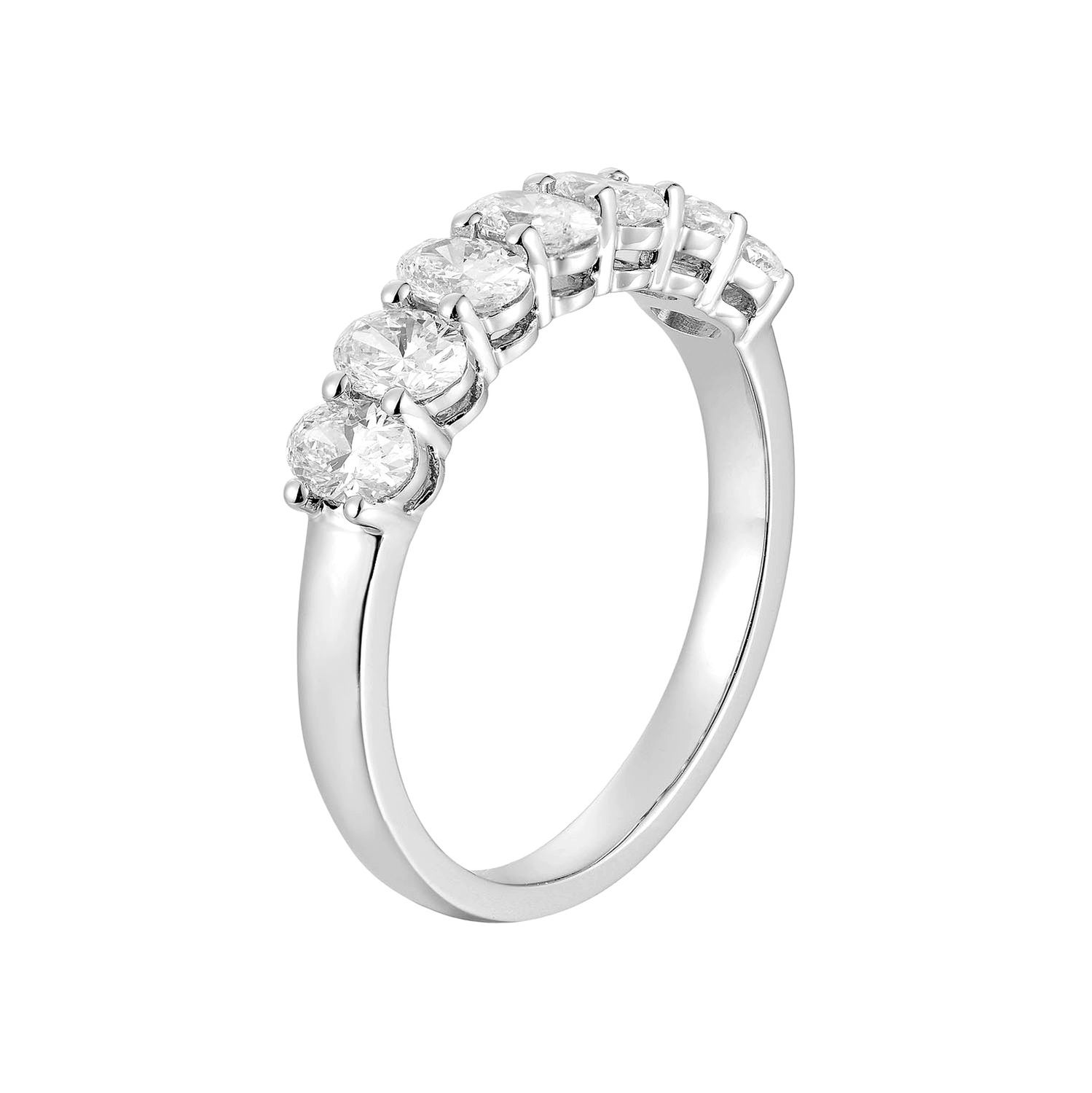 14K White Gold Oval Lab Grown Diamond Wedding Band MZ6683, Colour: 14KW-2.49g-1.003ct-LG