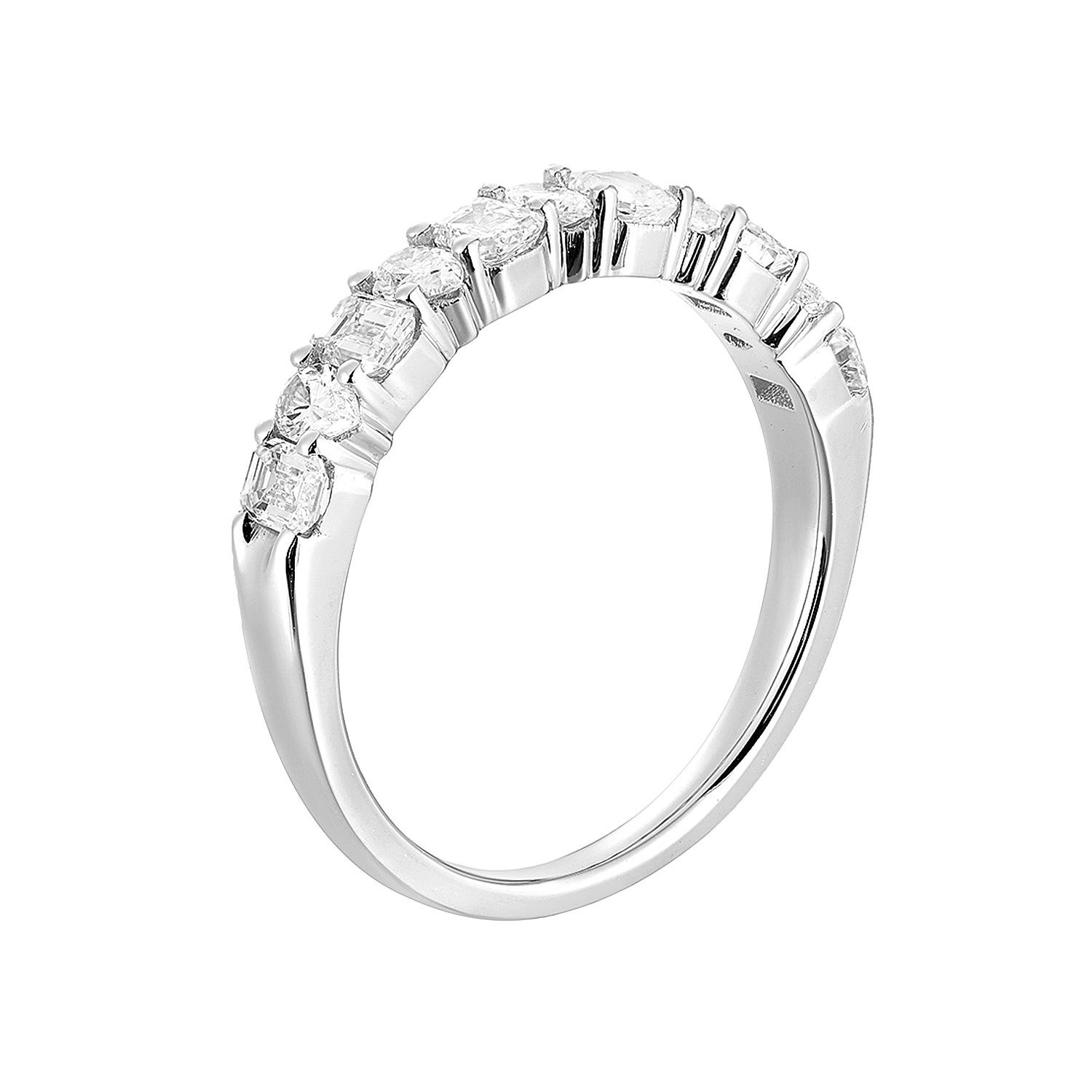 14K White Gold Natural Diamond Wedding Band MZ73042, Colour: 14KW-2.64g-0.856ct-ND
