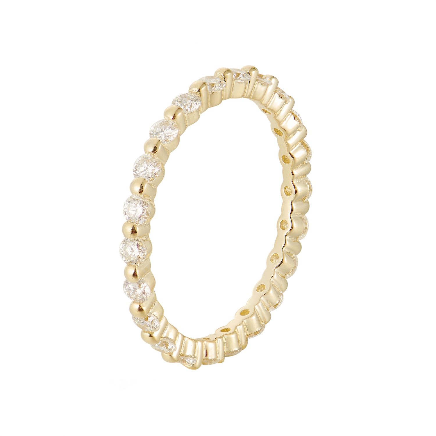 14K White/Yellow Gold Natural Diamond Eternity Band MZ7440(REIH-073-9), Colour: 14KY-1.38g-0.713ct-ND
