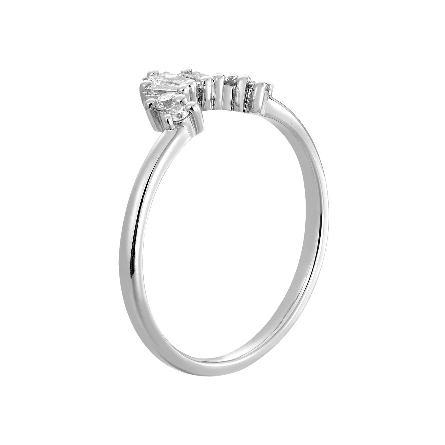 14K White/Yellow Gold Natural Diamond Curved Wedding Band MZ7880, Colour: 14KW-1.87g-0.299ct-ND