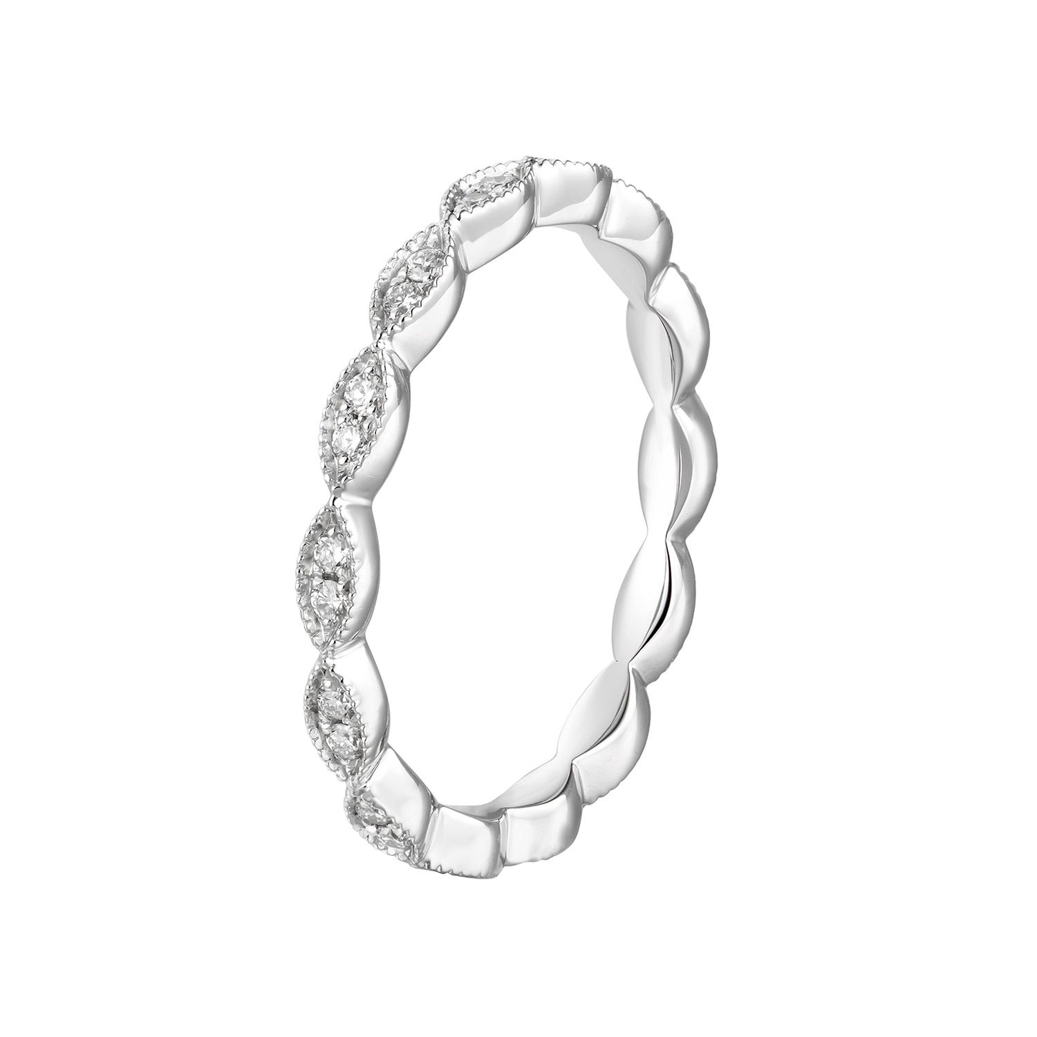 14K White/Yellow Gold Natural Diamond Eternity Band MZ71022, Colour: 14KW-2.21g-0.202ct-ND