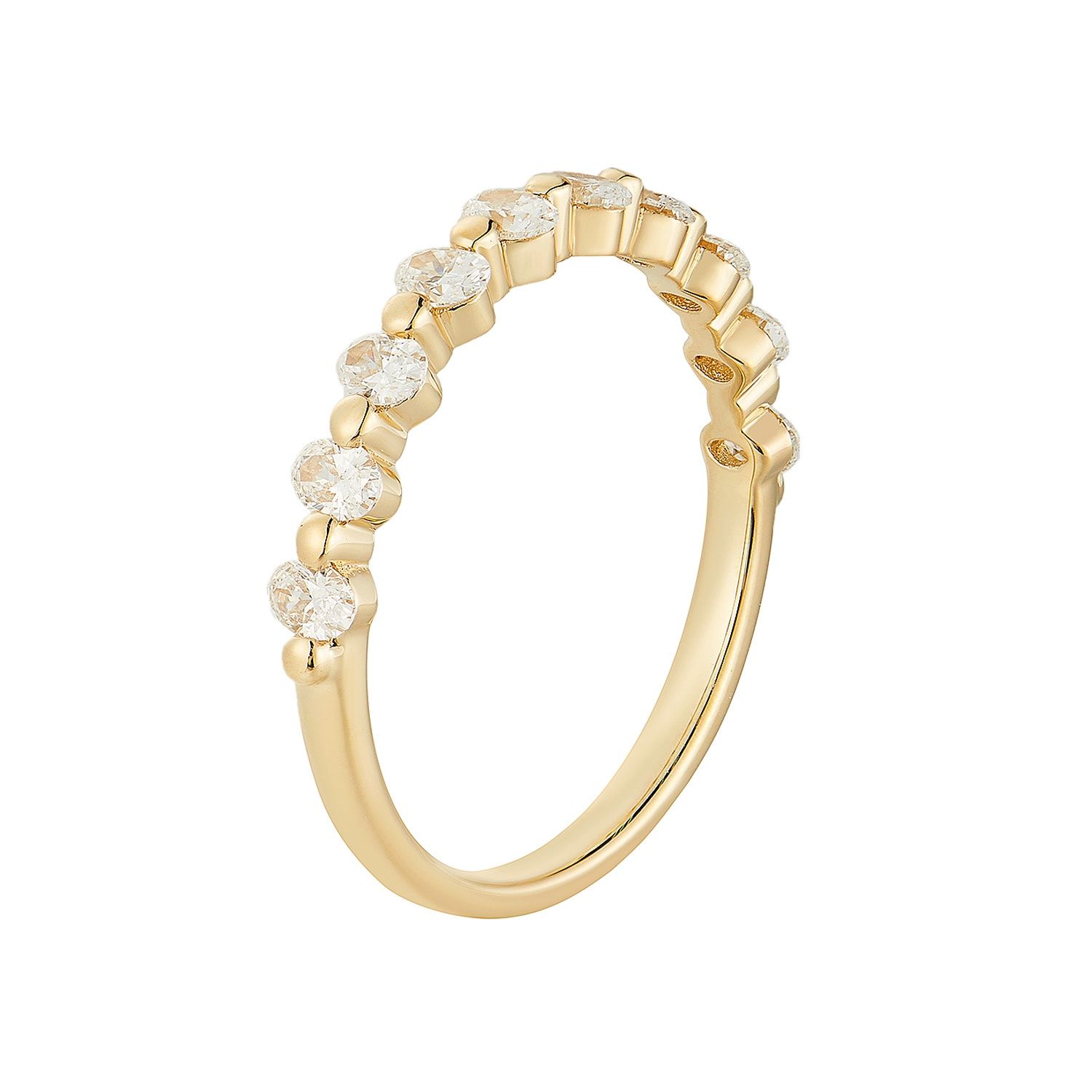 14K White/Yellow Gold Oval Natural Diamond Wedding Band MZ71029-2, Colour: 14KY-2.34g-0.669ct-ND