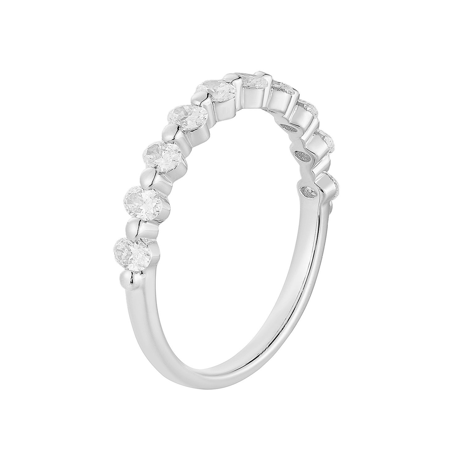 14K White Gold Oval Lab Grown Diamond Wedding Band MZ71029-2