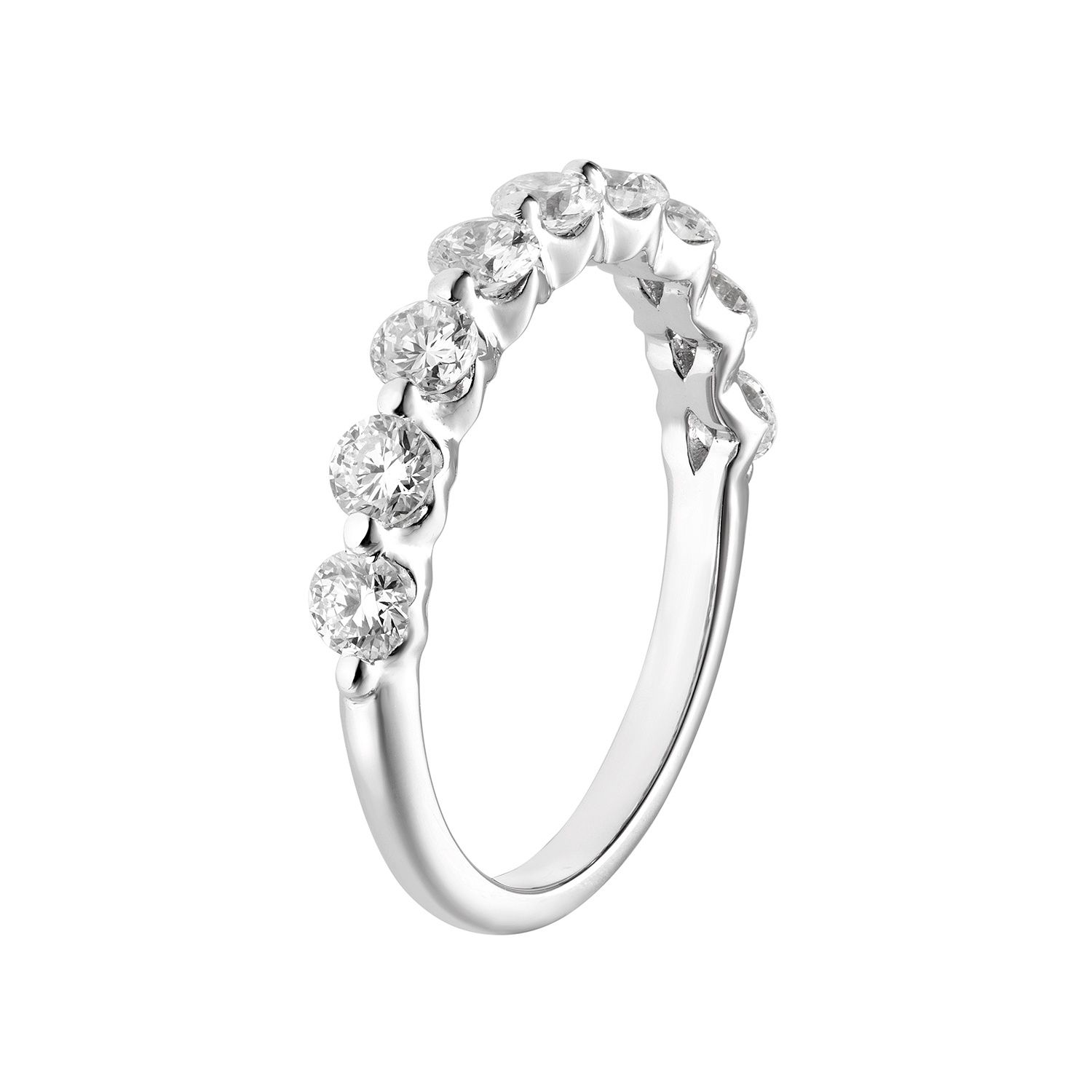 14K White Gold Natural Diamond Wedding Band MZ6705-4, Colour: 14KW-2.44g-0.9ct-ND