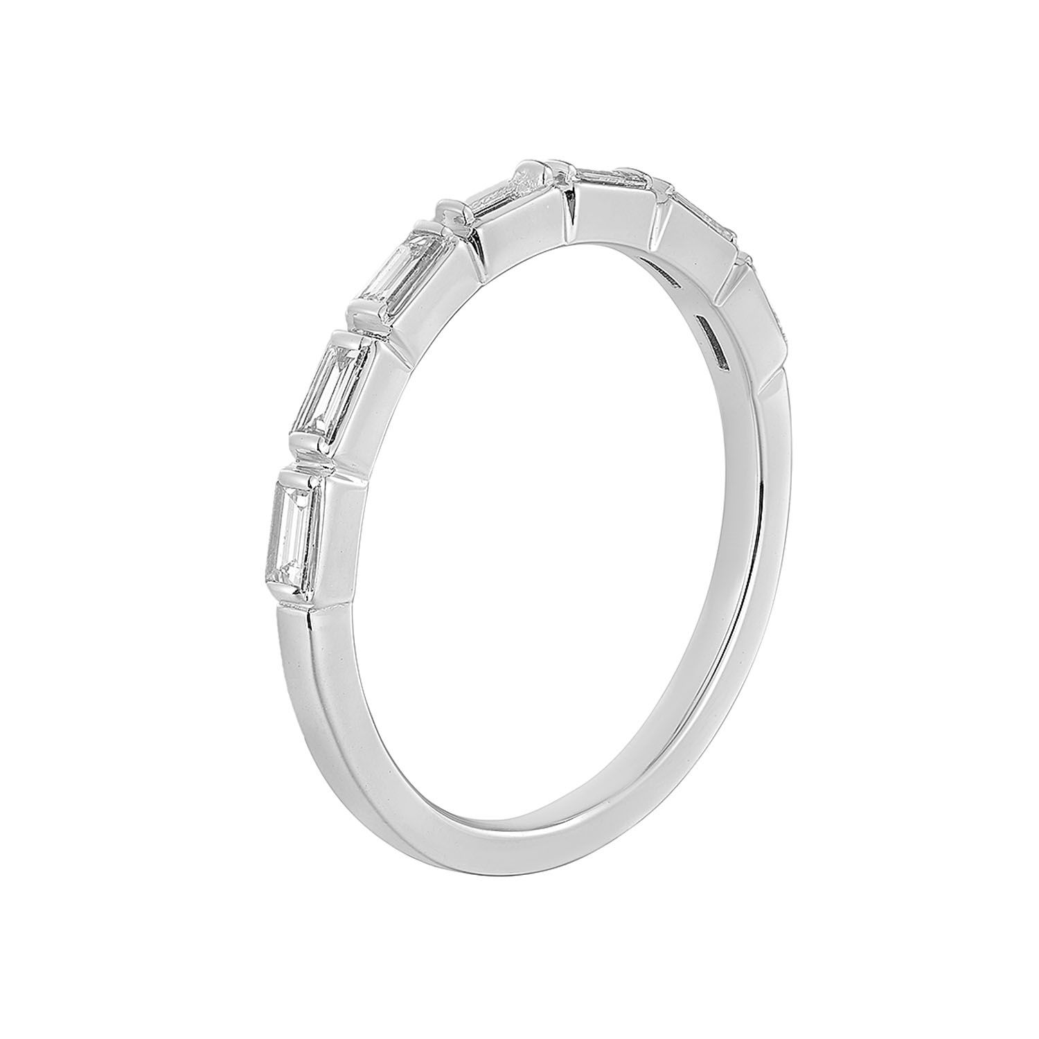 14K White/Yellow Gold Baguette Natural Diamond Wedding Band MZ73116, Colour: 14KW-2.14g-0.252ct-ND