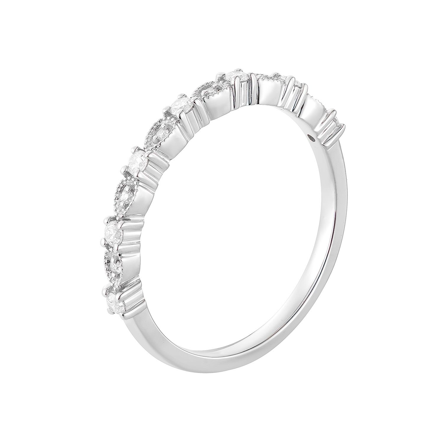 14K White/Yellow Gold Natural Diamond Wedding Band MZ5016, Colour: 14KW-1.84g-0.174ct-ND