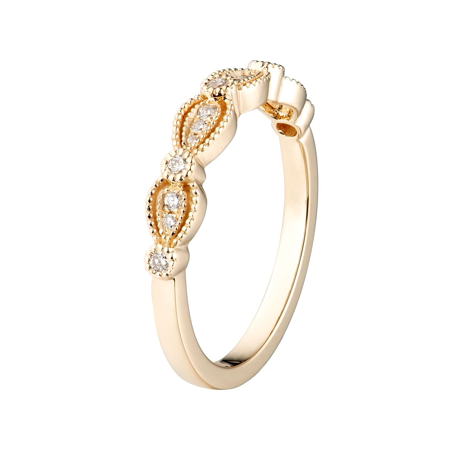 14K White/Yellow Gold Natural Diamond Wedding Band MZ1838(IH-580), Colour: 14KY-2.17g-0.127ct-ND