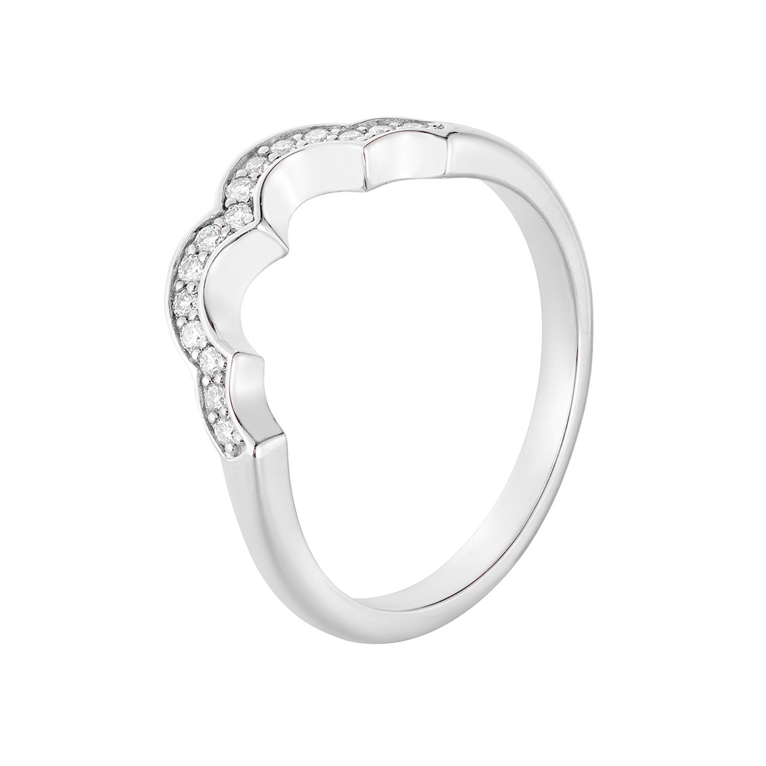 14K White/Yellow Gold Natural Diamond Curved Wedding Band MZ1845(IH-588), Colour: 14KW-2.53g-0.102ct-ND