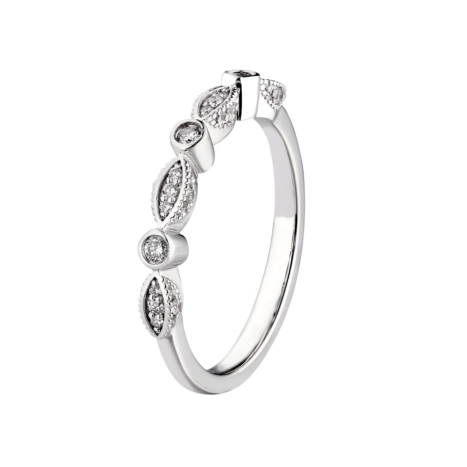 14K White/Yellow Gold Natural Diamond Wedding Band MZ1851(IH-594), Colour: 14KW-2.47g-0.171ct-ND