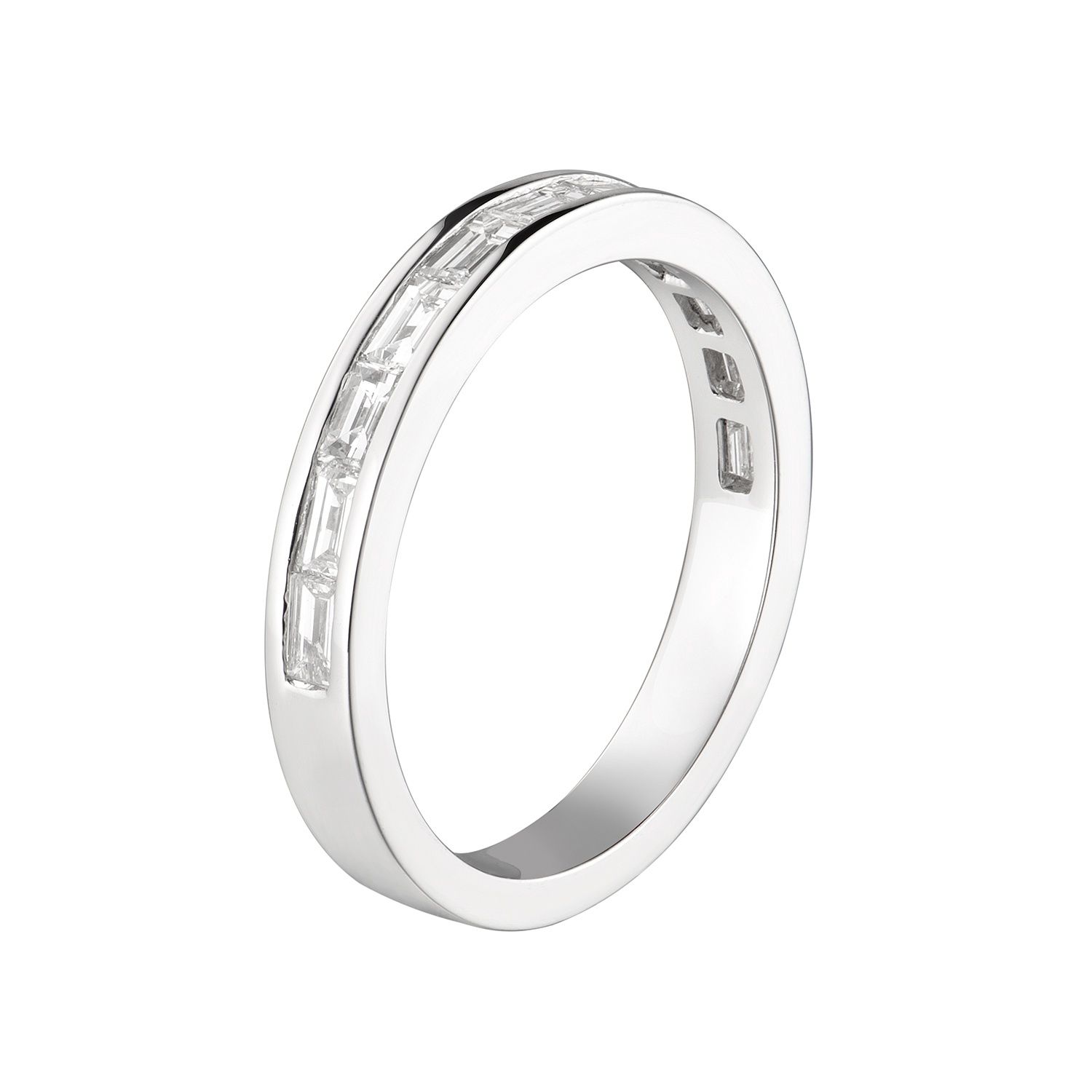 14K White Gold Baguette Lab Grown Diamond Wedding Band MZ2100, Colour: 14kw-2.73g-0.785ct