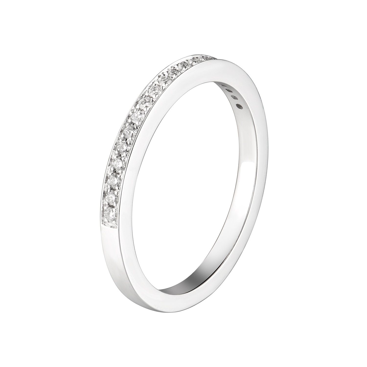 14K White/Yellow Gold Natural Diamond Wedding Band MZ2101(IH-598), Colour: 14KW-2.1g-0.13ct-ND