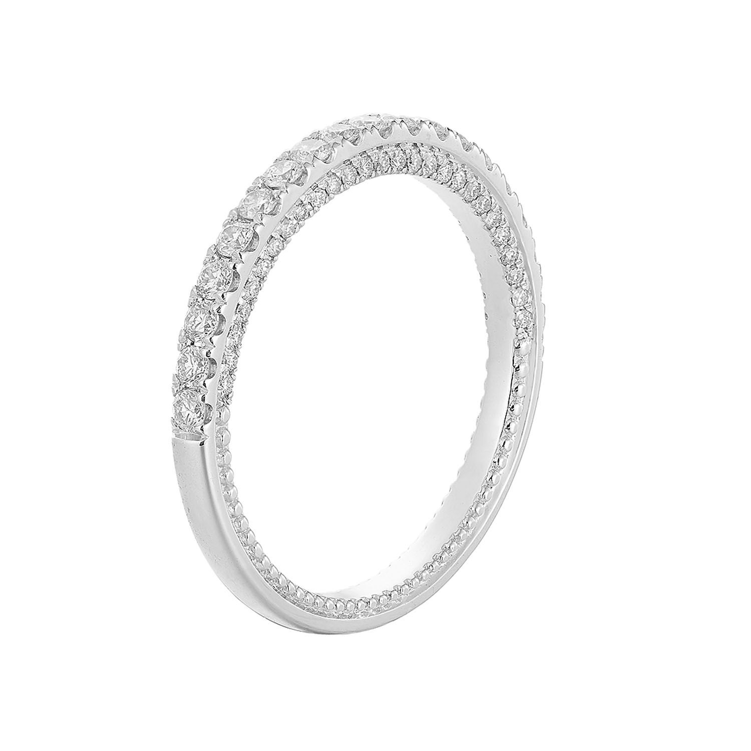 14K White Gold Natural Diamond Wedding Band MZ6014, Colour: 14KW-1.92g-0.449ct-ND