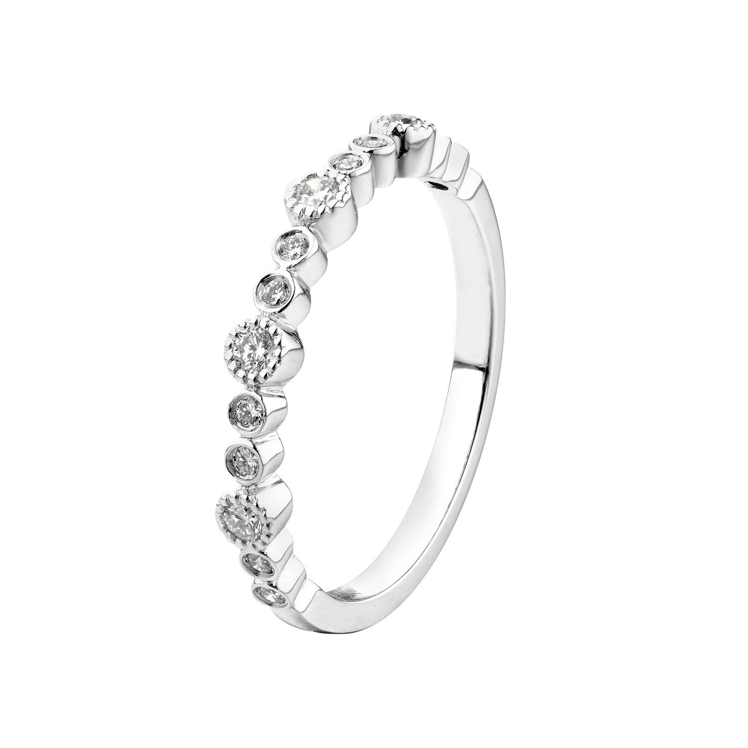 14K White/Yellow Gold Lab Grown Diamond Wedding Band MZ6037, Colour: 14KW-1.74g-0.162ct-LG