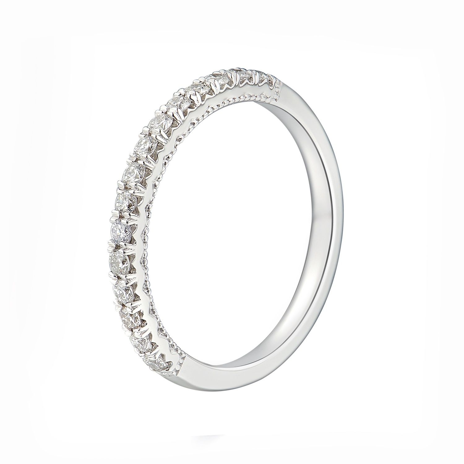 14K White/Yellow Gold Natural Diamond Wedding Band MZ6039, Colour: 14KW-1.94g-0.288ct-ND