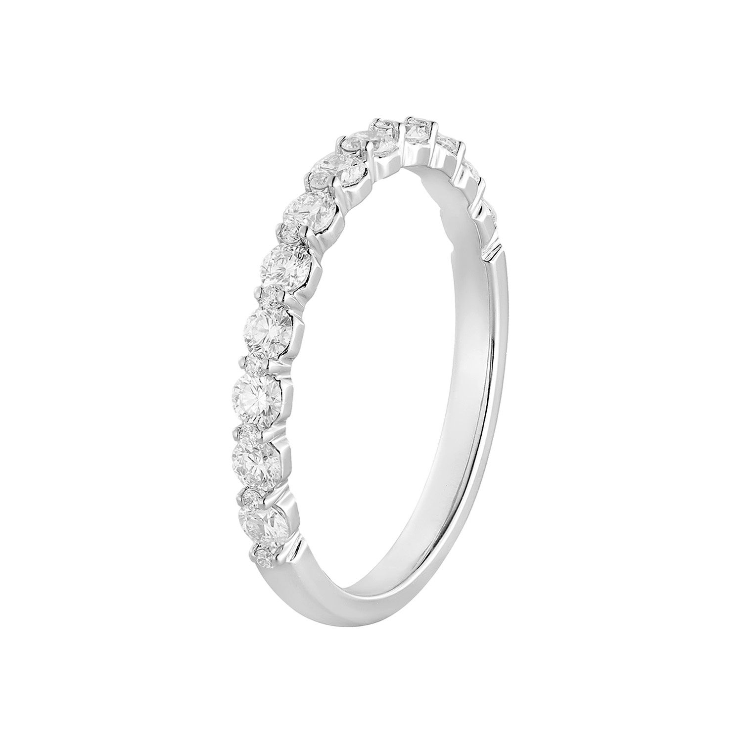 14K White/Yellow Gold Natural Diamond Wedding Band MZ6045, Colour: 14KW-1.73g-0.485ct-ND