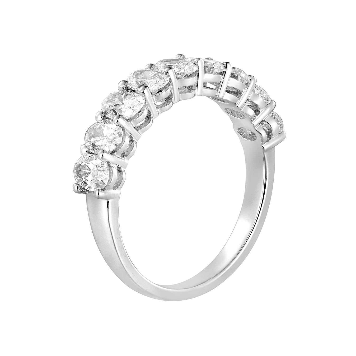 14K White Gold Oval Lab Grown Diamond Wedding Band MZ6685-2-6.5#, Colour: 14KW-3.16g-2.02ct-LG