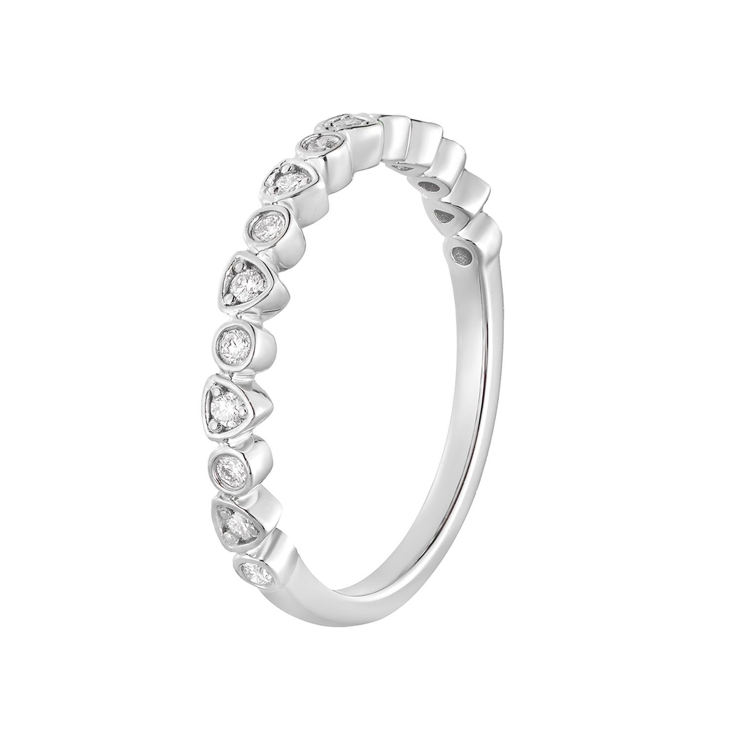 14K White/Yellow Gold Natural Diamond Wedding Band MZ6075, Colour: 14KW-1.93g-0.151ct-ND