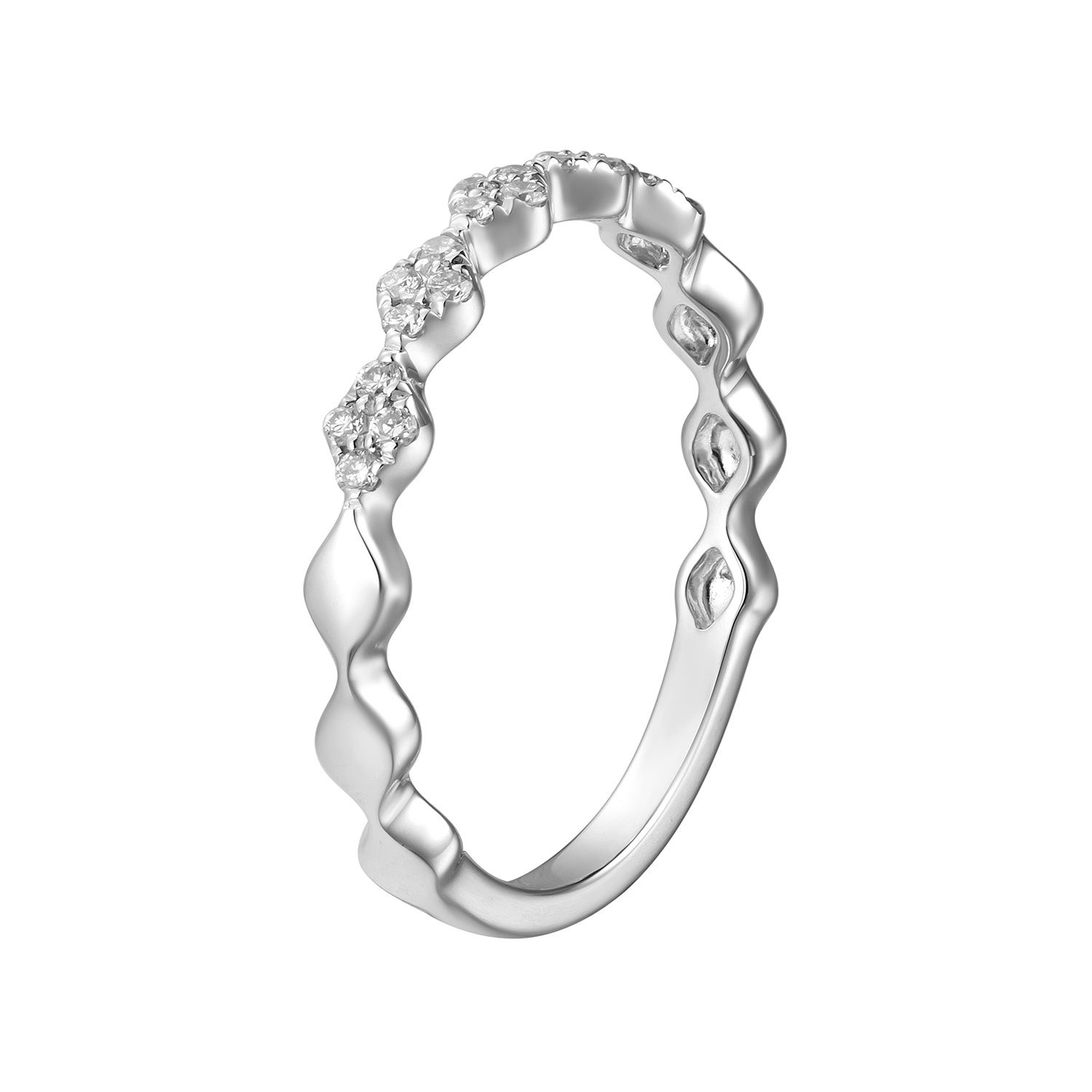 14K White/Yellow Gold Natural Diamond Wedding Band MZ6085, Colour: 14KW