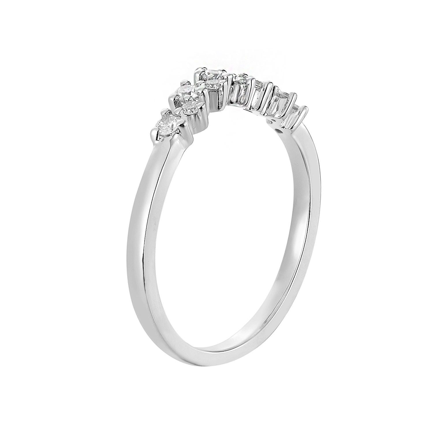 14K White/Yellow Gold Natural Diamond Curved Wedding Band MZ6186, Colour: 14KW-1.86g-0.17ct-ND