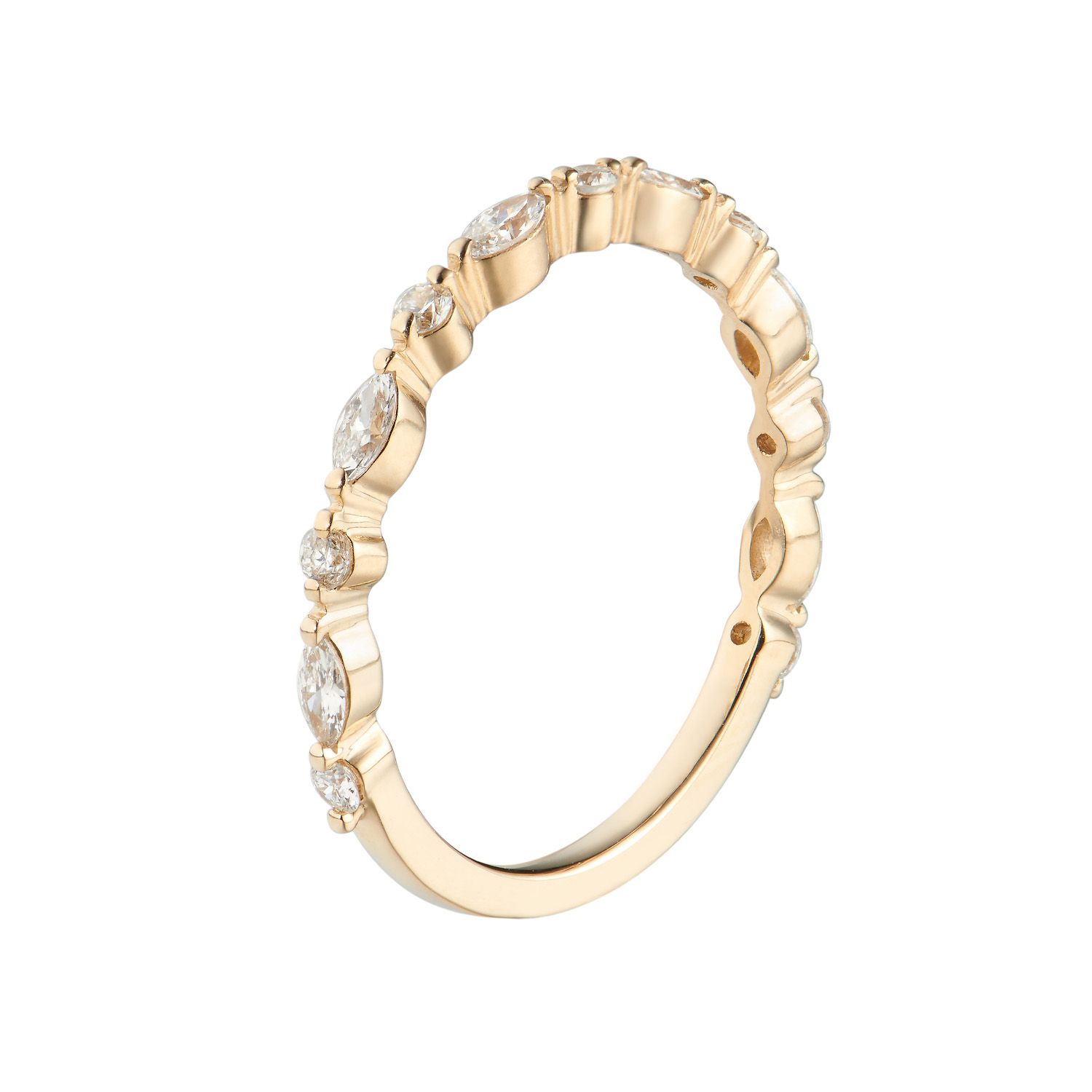 14K Yellow Gold Marquise Lab Grown Diamond Wedding Band MZ5043