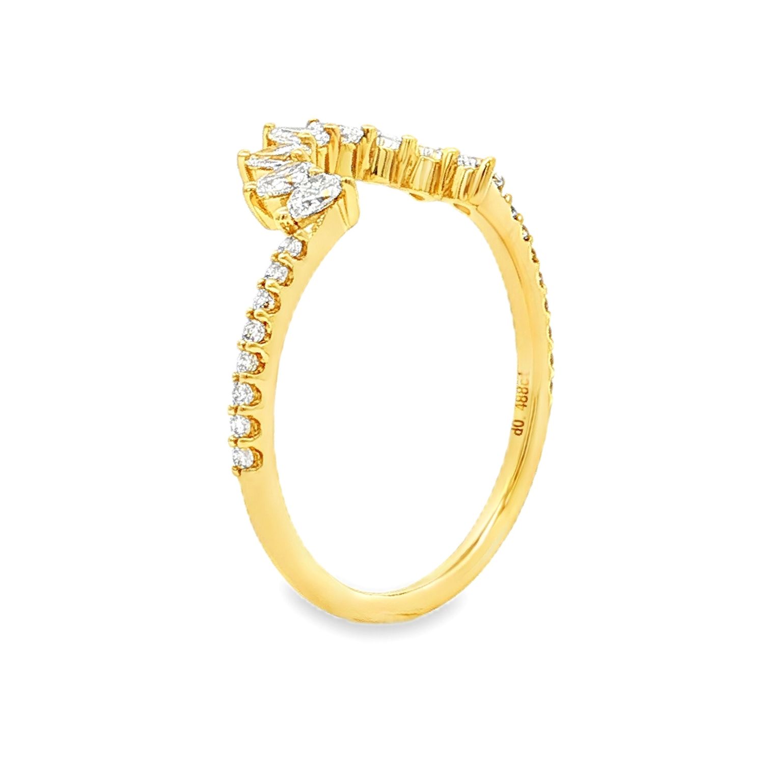 14K Yellow Gold Pear Lab Grown Diamond Curved Wedding Band MZ7838, Colour: 14KY-1.7g-0.488ct-LG