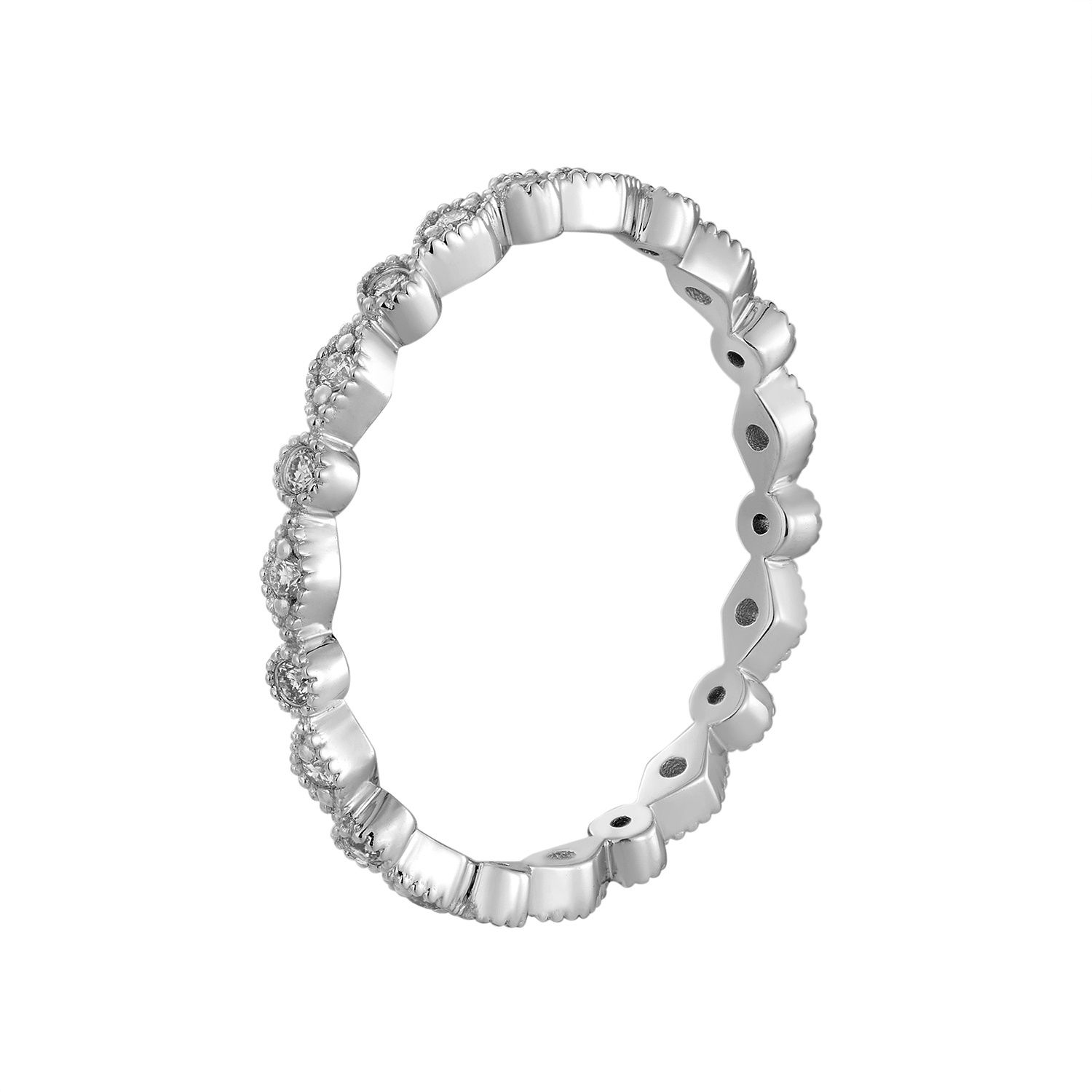 14K White/Yellow Gold Natural Diamond Eternity Band MZ72952, Colour: 14KW-1.27g-0.161ct-ND