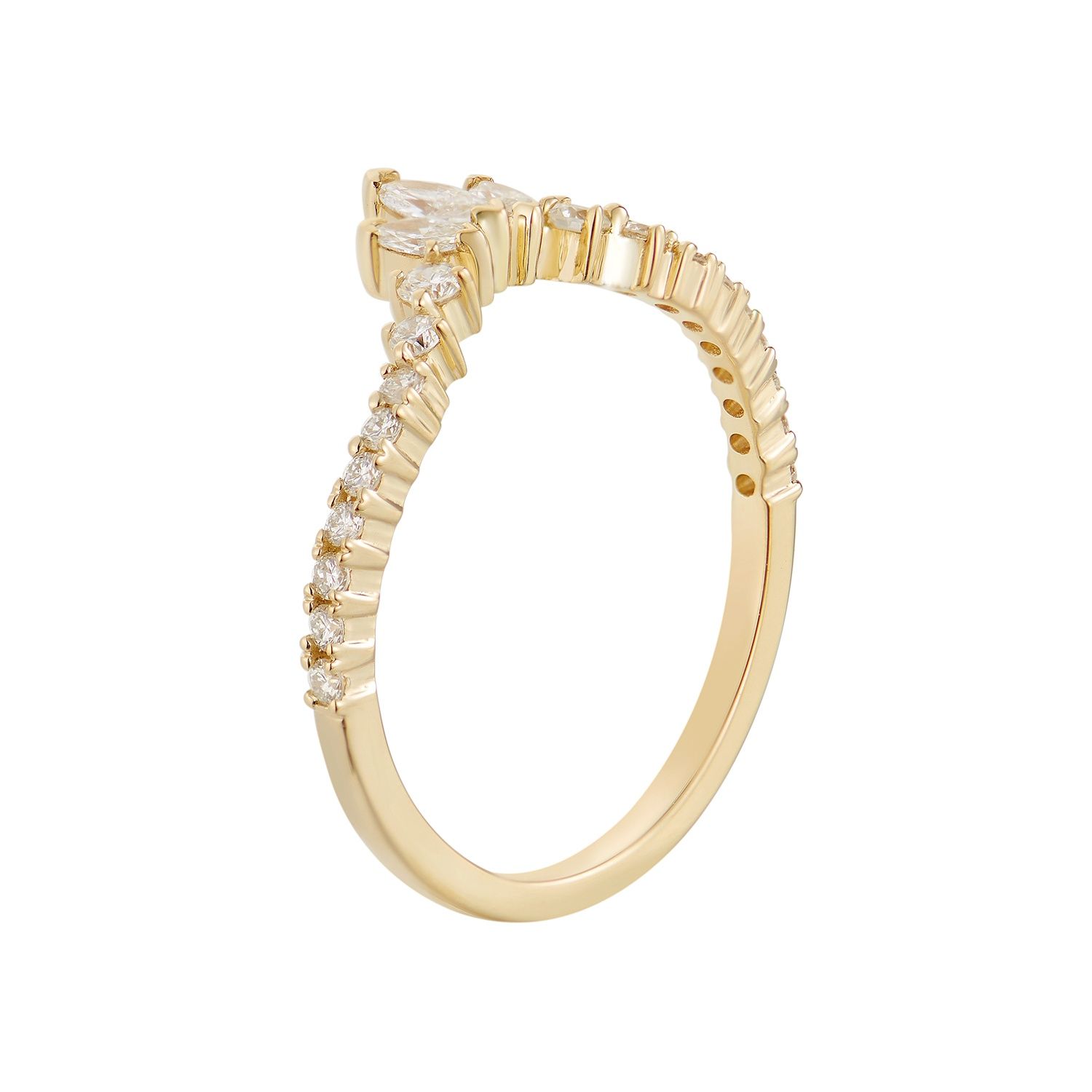 14K Yellow Gold Lab Grown Diamond Curved Wedding Band MZ5390, Colour: 14KYellow