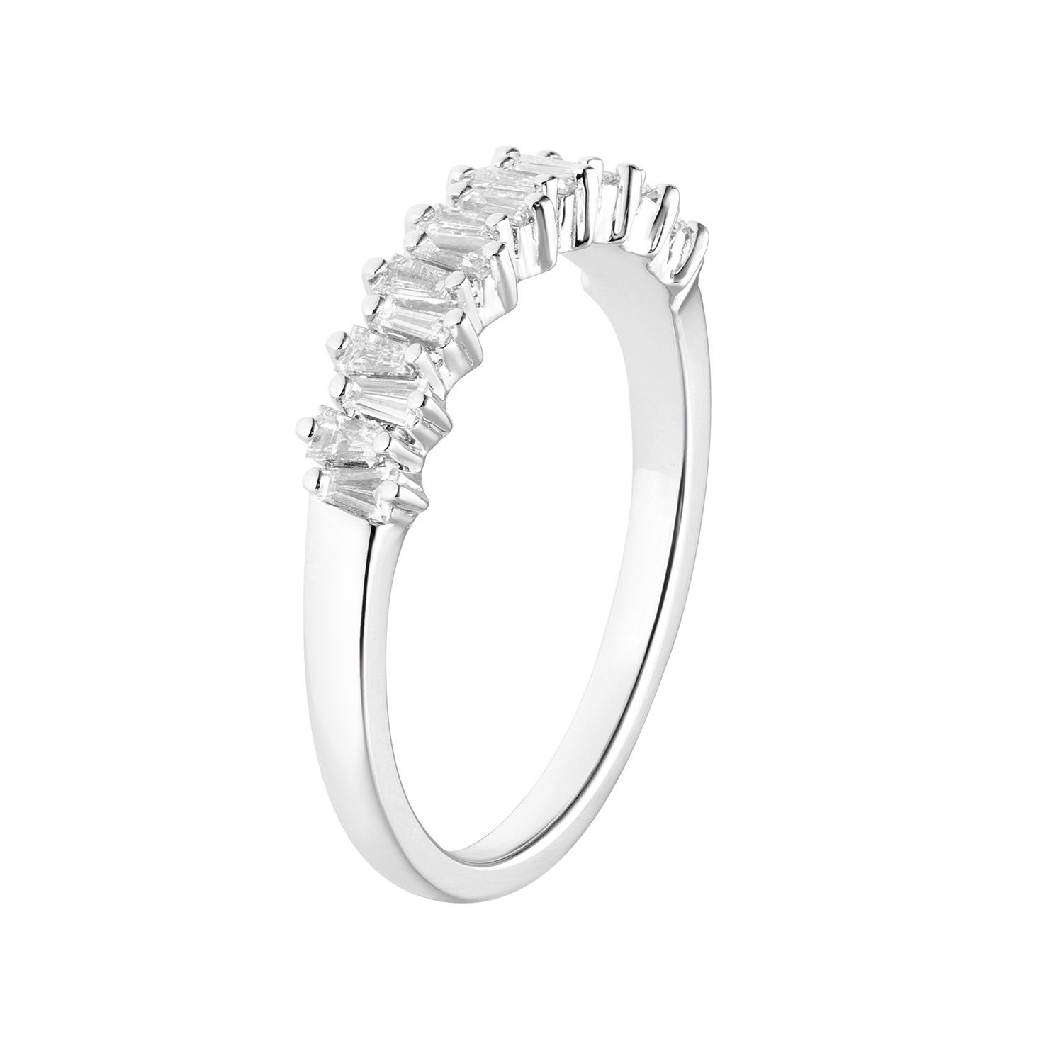 14K White/Yellow Gold Trapezoidal Natural Diamond Wedding Band MZ5662, Colour: 14KW-2.54g-0.34ct-ND