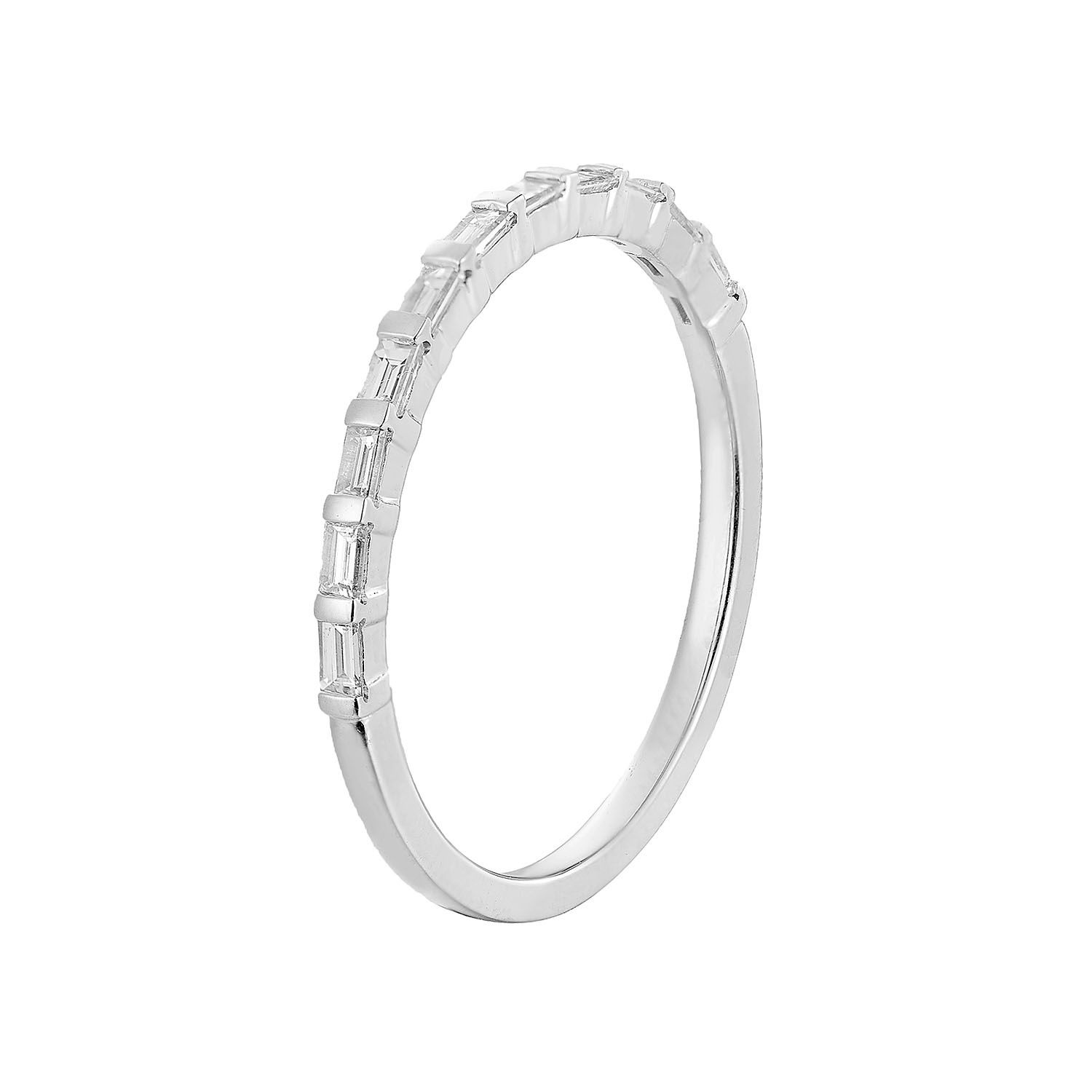 14K White Gold Natural Diamond Wedding Band MZ9746, Colour: 14KW-1.26g-0.154ct-ND