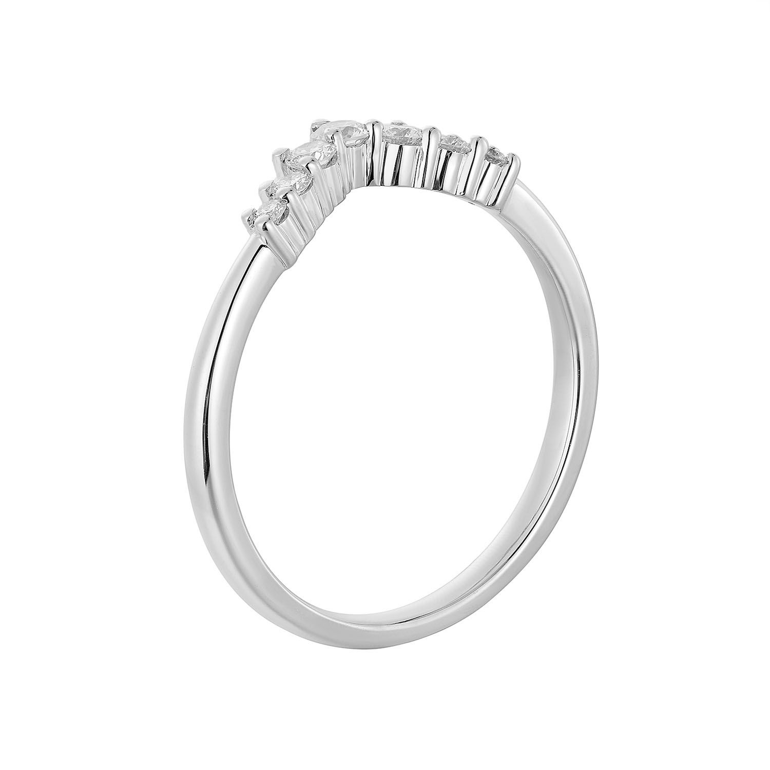 14K White/Yellow Gold Natural Diamond Curved Wedding Band MZ11686, Colour: 14KW-2.03g-0.224ct-ND