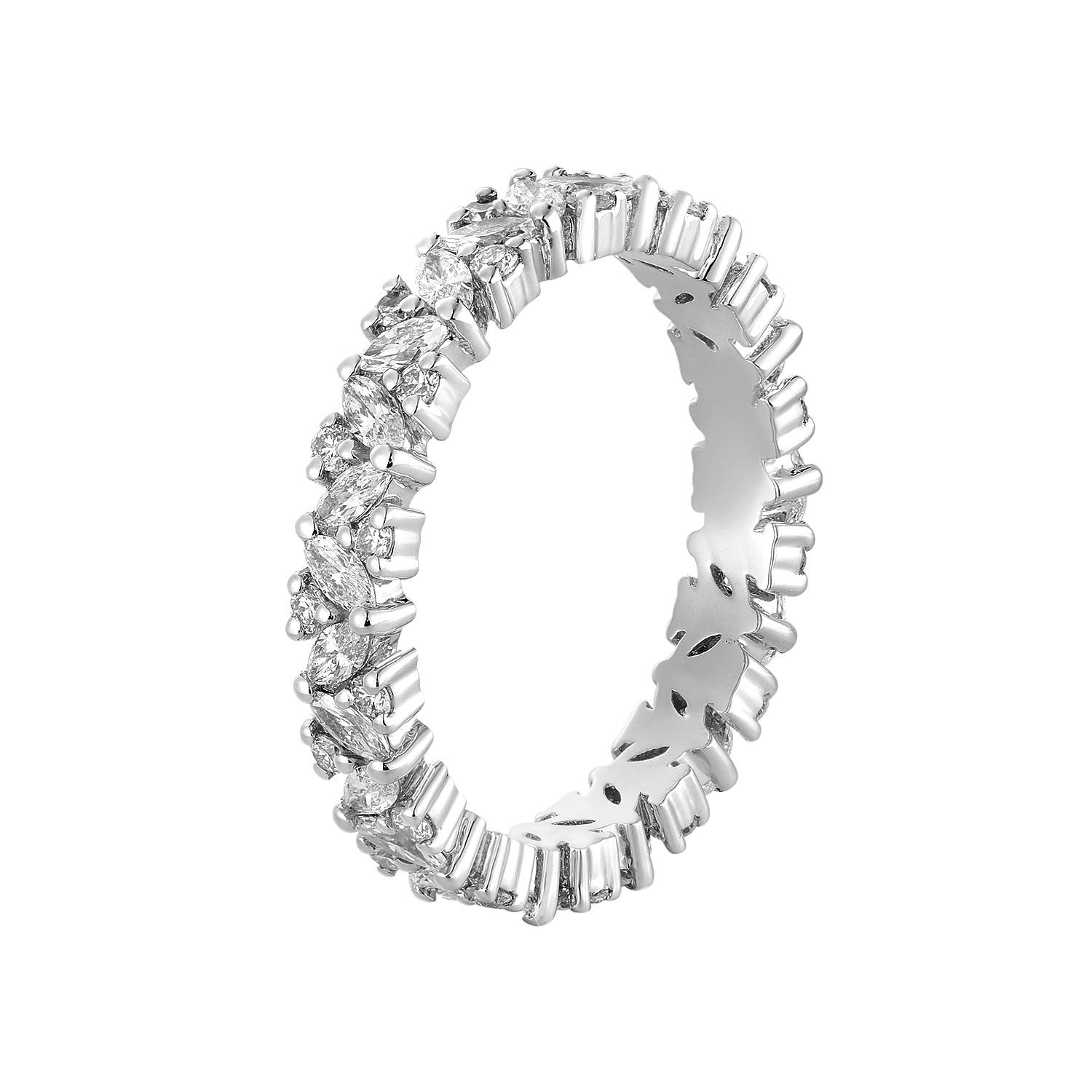 14K White/Yellow Gold Lab Grown Diamond Eternity Band RD0103-1, Colour: 14KW-2.31g-1.028ct-LG