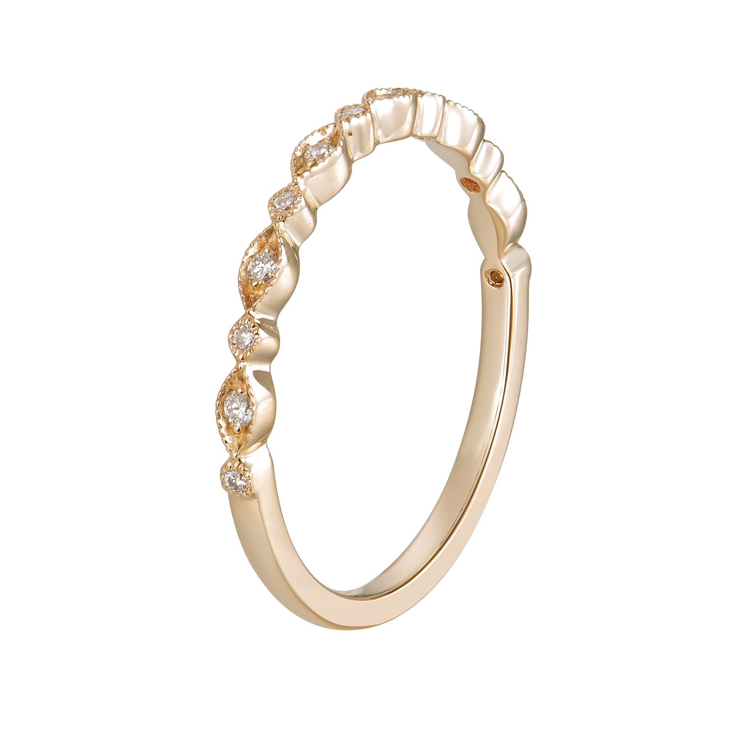 14K White/Yellow Gold Natural Diamond Wedding Band MZ1895(GP94-3), Colour: 14KY-1.34g-0.069ct-ND