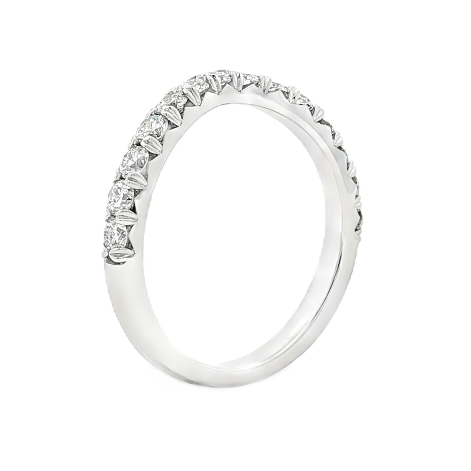 14K White Gold Lab Grown Diamond Curved Wedding Band MZ5125-match