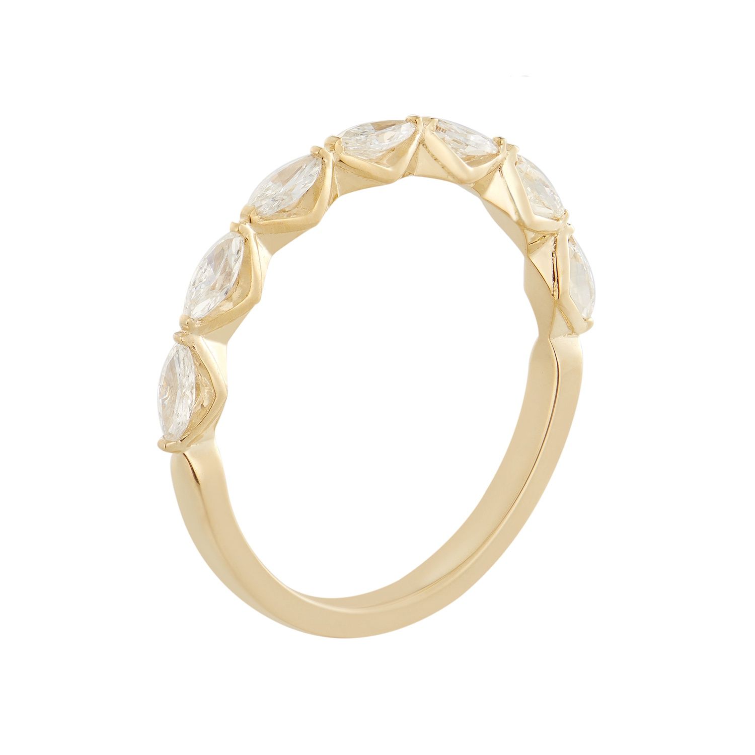 14K White/Yellow Gold Marquise Natural Diamond Wedding Band MZ6048, Colour: 14KY-1.66g-0.489ct-ND