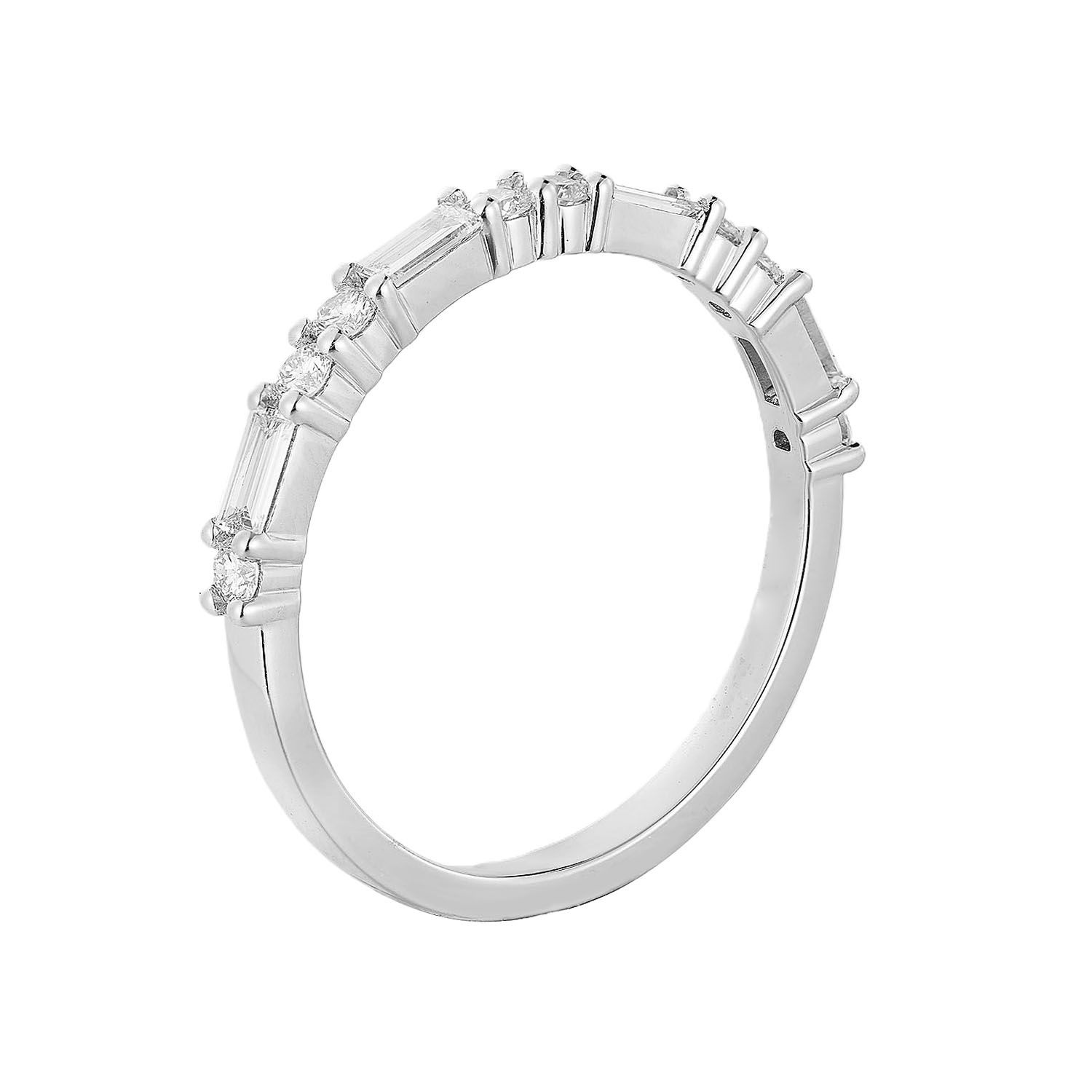 14K White Gold Natural Diamond Wedding Band GP246, Colour: 14KW-1.63g-0.5ct-ND
