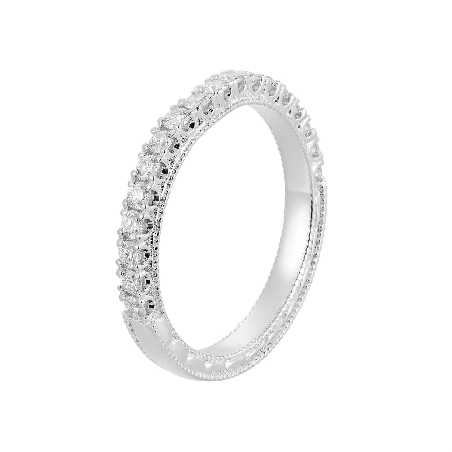 14K White Gold Natural Diamond Wedding Band MZ2317(IH-029), Colour: 14KWhite-2.63g-0.479ct-ND