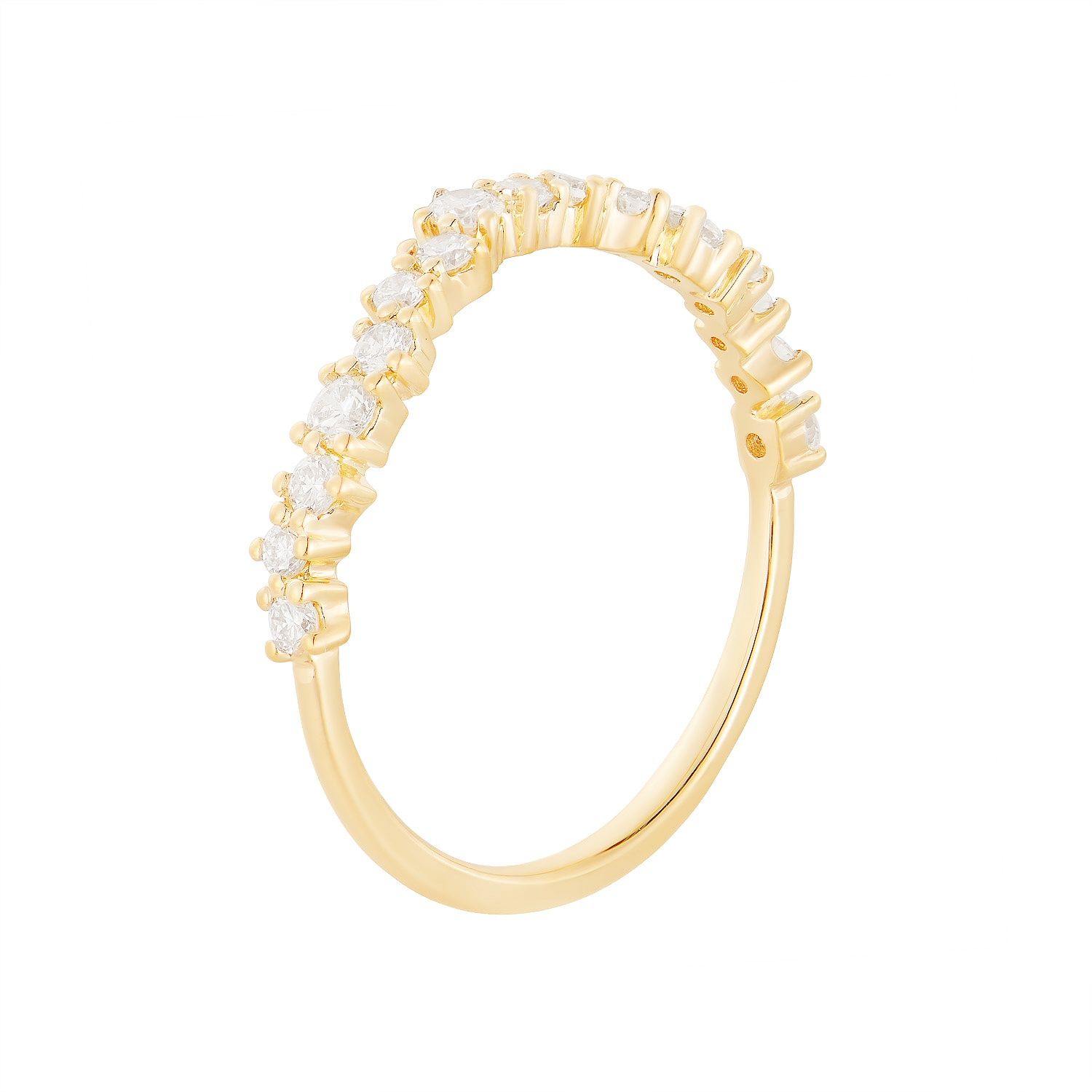 14K White/Yellow Gold Anniversary Natural Diamond Curved Band MZ72201(REMZ1398), Colour: 14KY-1.33g-0.375ct-ND