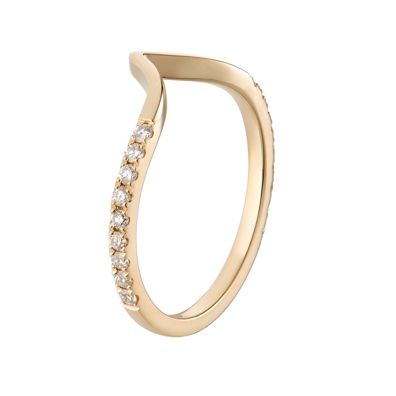 14K White Gold Lab Grown Diamond Curved Band MZ6249-1, Colour: 14KY-1.72g-0.235ct-LG