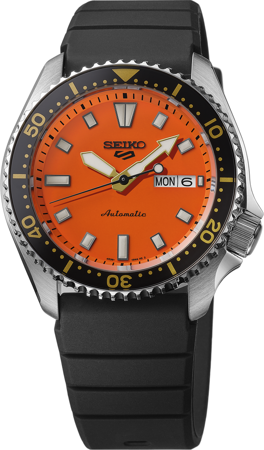 Seiko 5 Sports Automatic Orange Dial Stainless Steel Men's Watch SRPL89