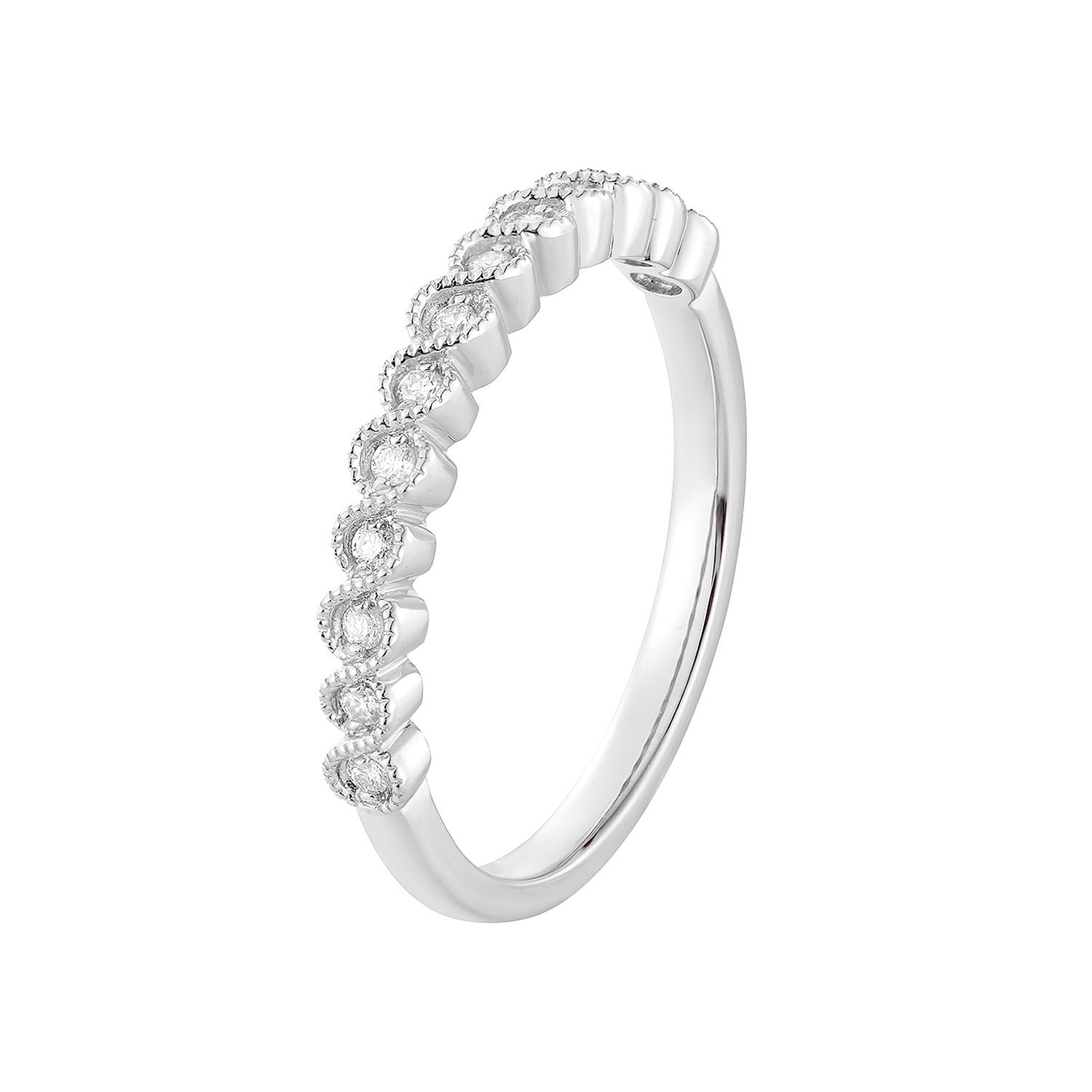 14K White/Yellow Gold Natural Diamond Wedding Band MZ2352(IH-474), Colour: 14KW-2.15g-0.103ct-ND
